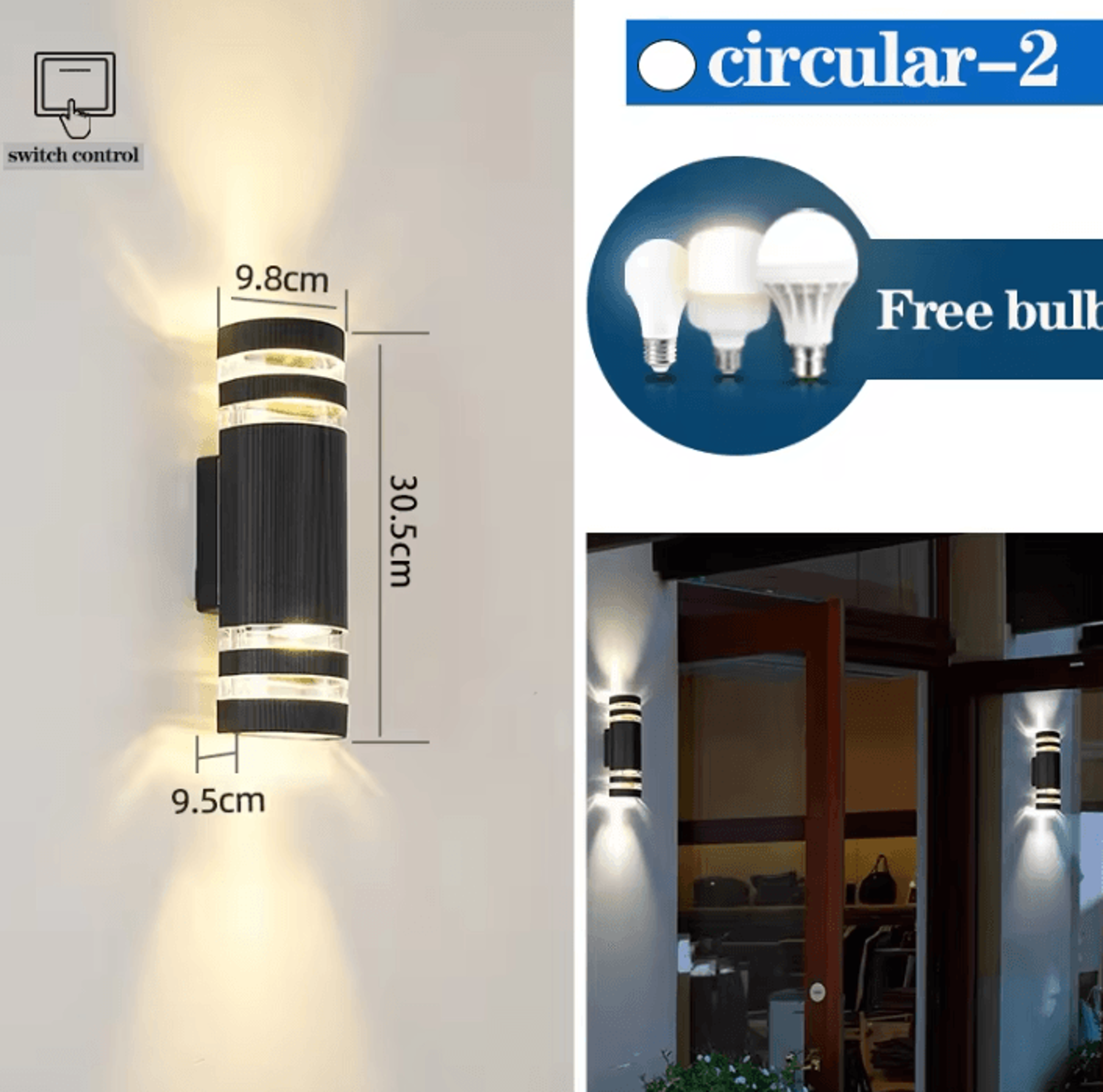 IP65 Waterproof E27 LED Wall Light 3Color Replaceable Bulb Lamp For Garden Gate Balcony And Home De 7