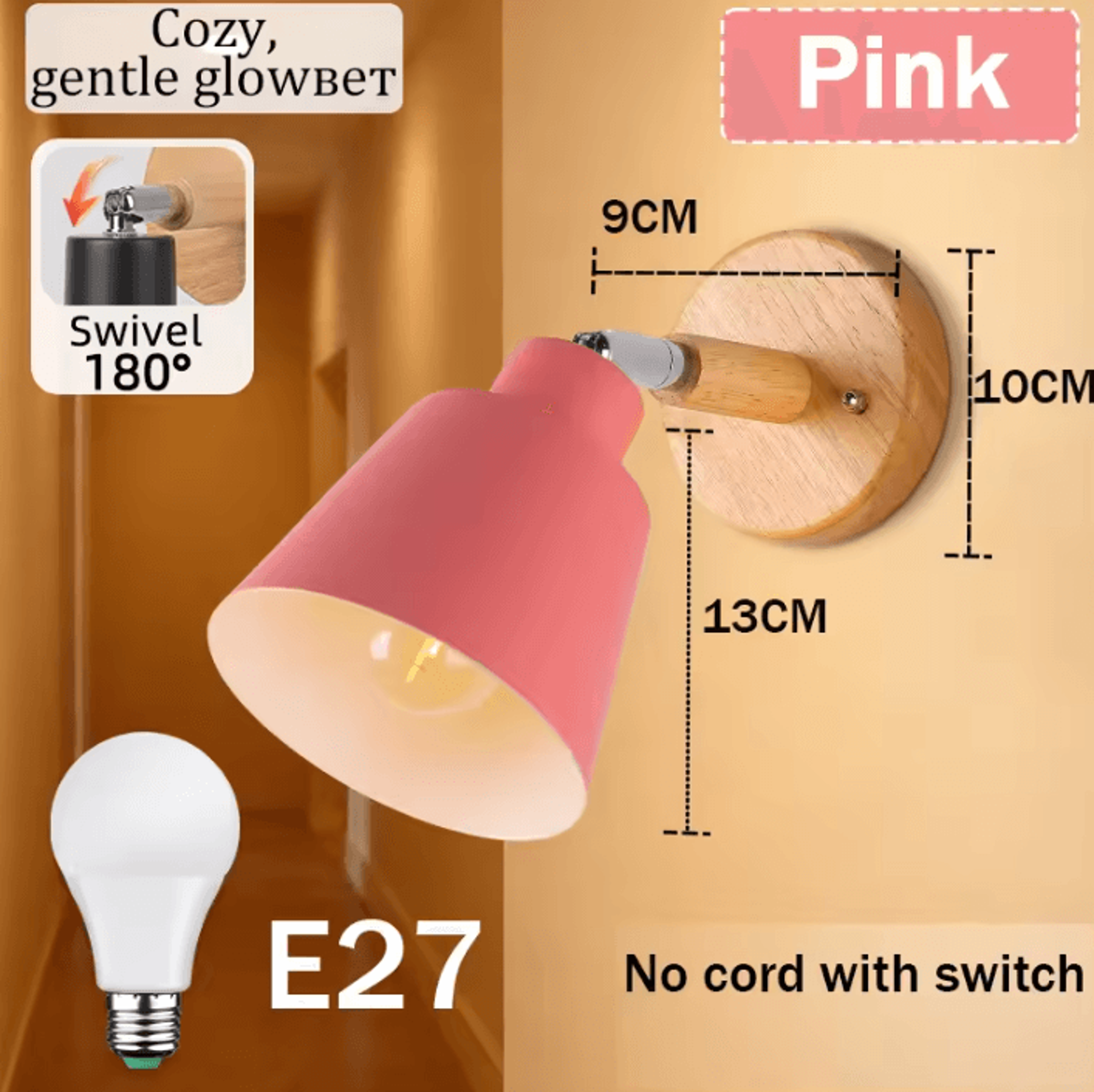 Modern E27 LED Bedside Wall Light 3Color Replaceable Bulb Sconce 85265V For Bedroom And Living Room 3