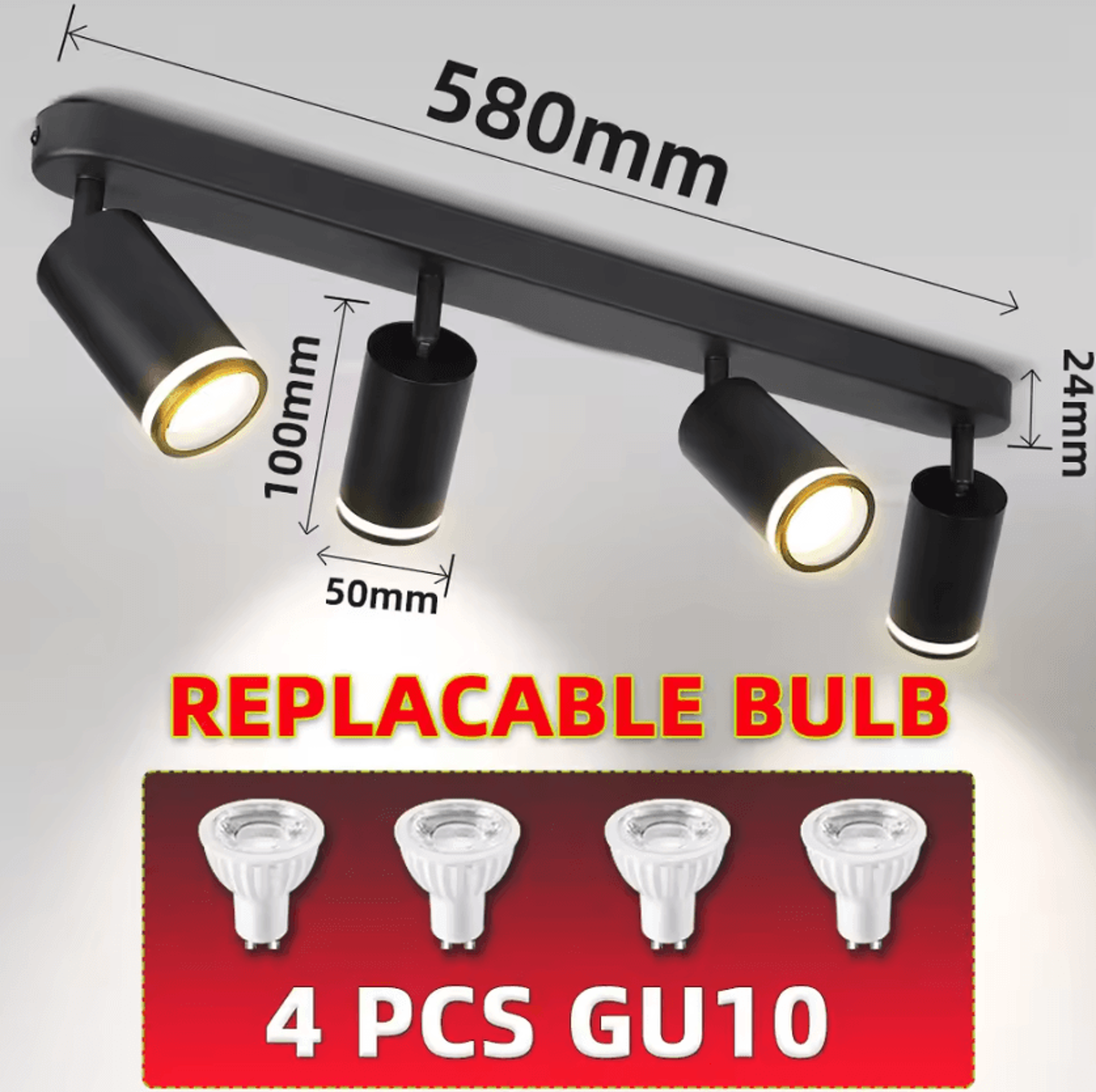 GU10 LED Ceiling Track Spotlight 110220V Replaceable Bulb Rail Lamp For Kitchen Bedroom And Home De 6