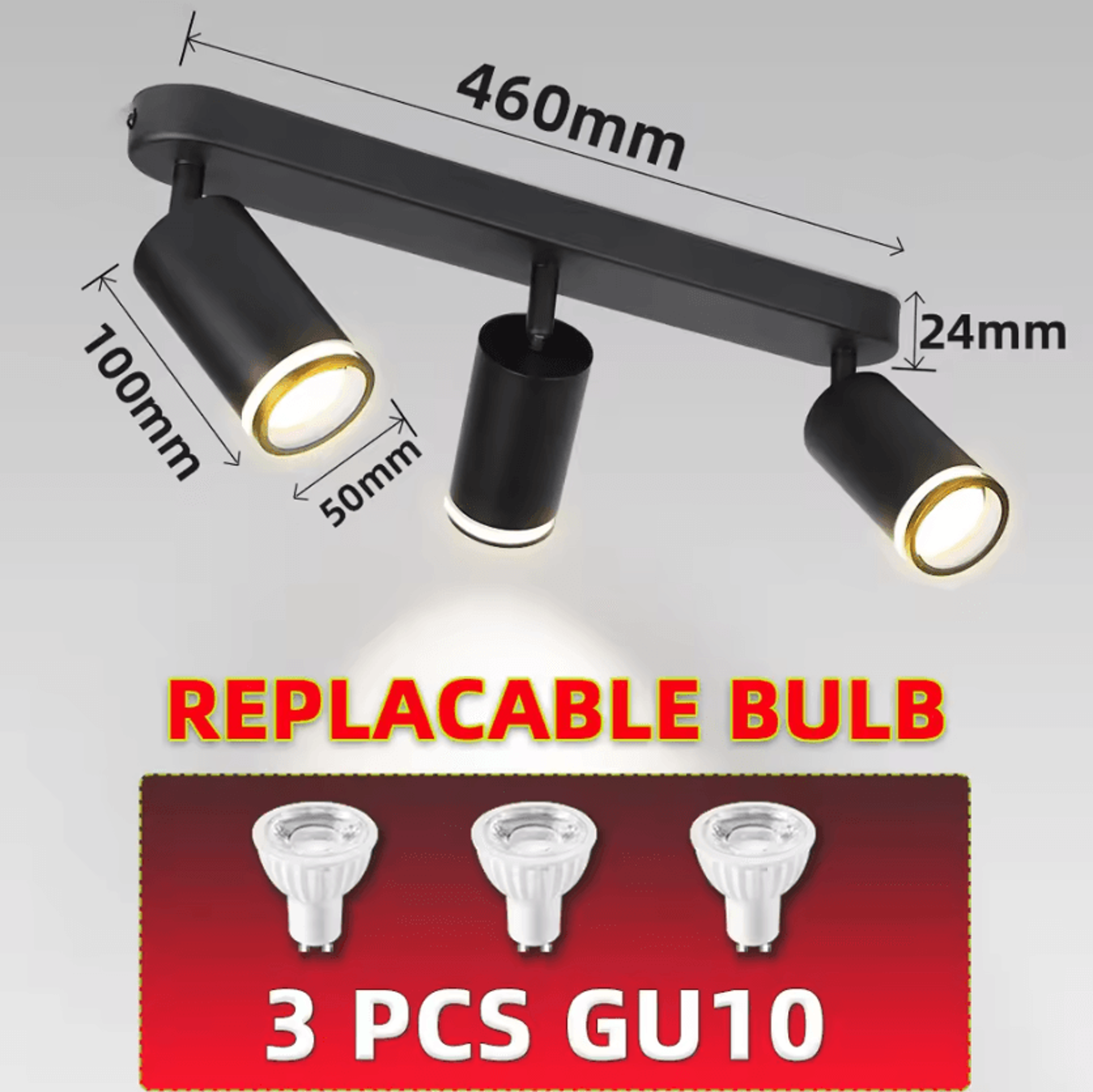 GU10 LED Ceiling Track Spotlight 110220V Replaceable Bulb Rail Lamp For Kitchen Bedroom And Home De 4