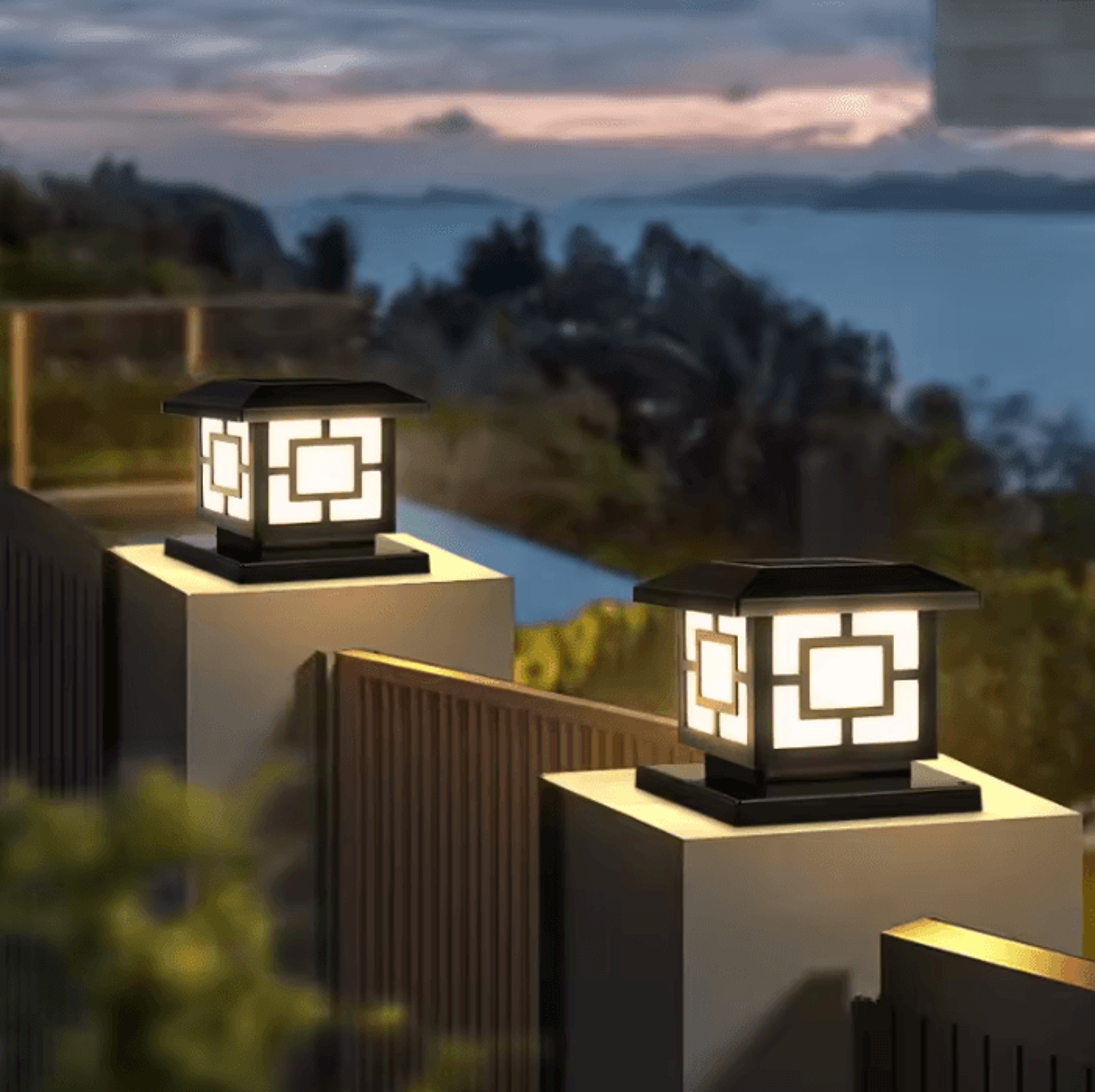 Solar LED Pillar Light IP65 Waterproof Remote Control Fence Post Lamp With Timer For Outdoor Pathwa 3