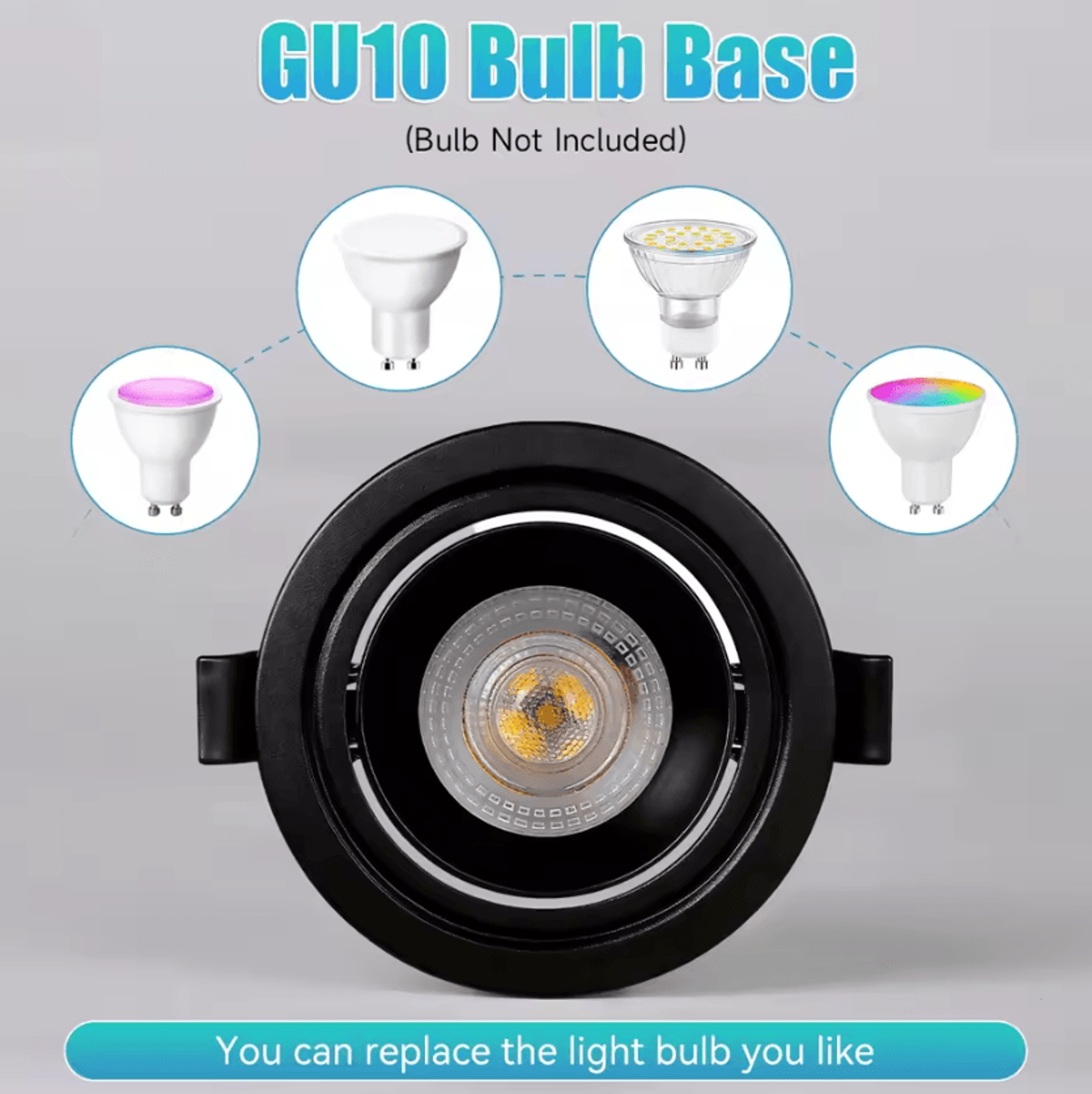 Adjustable GU10 Recessed Ceiling Downlight Angled Spotlight Fixture For Kitchen Bedroom And Living  1