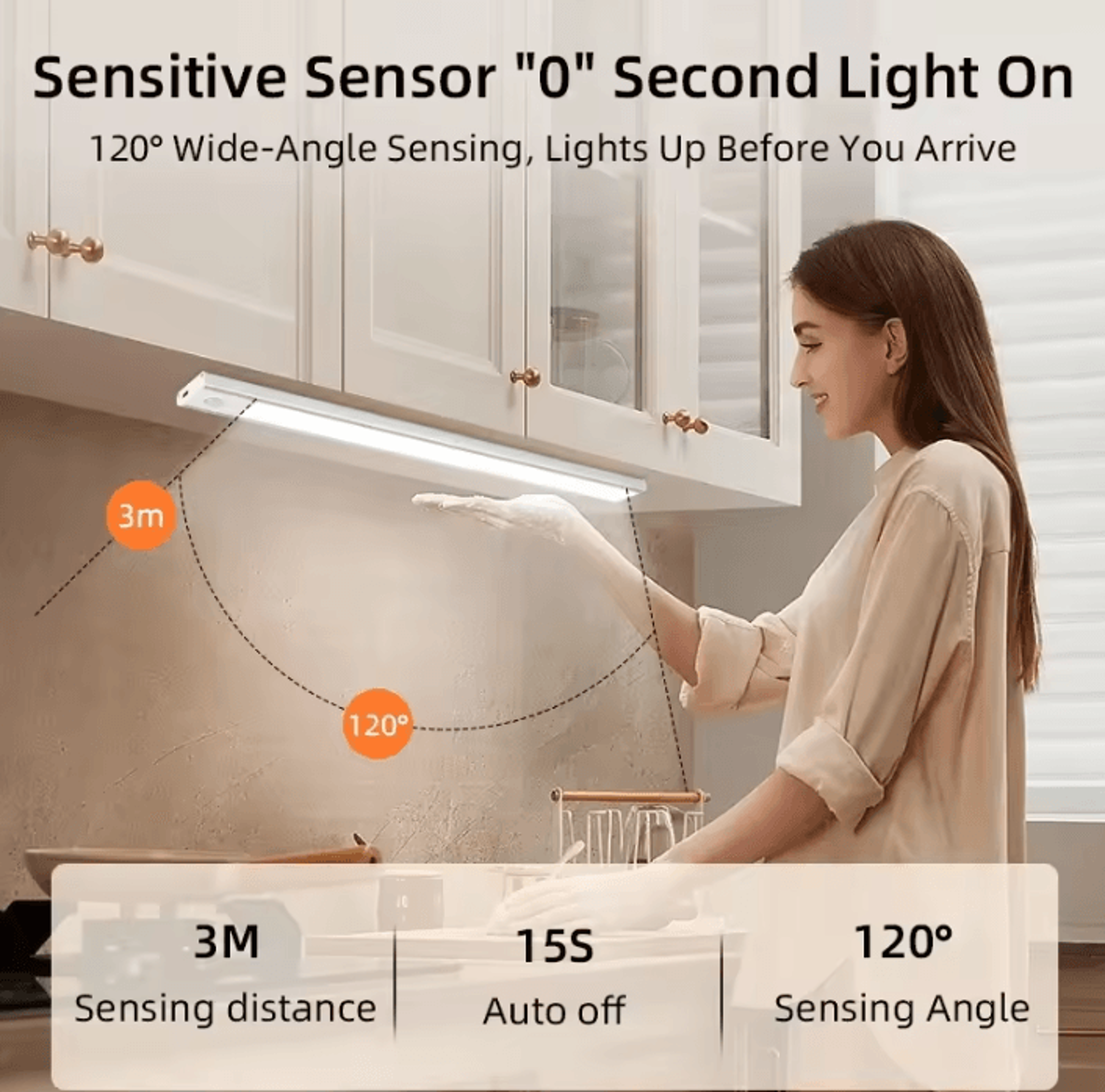 Wireless LED Motion Sensor Cabinet Light TypeC Rechargeable Dimmable Night Lamp For Kitchen Wardrob 2