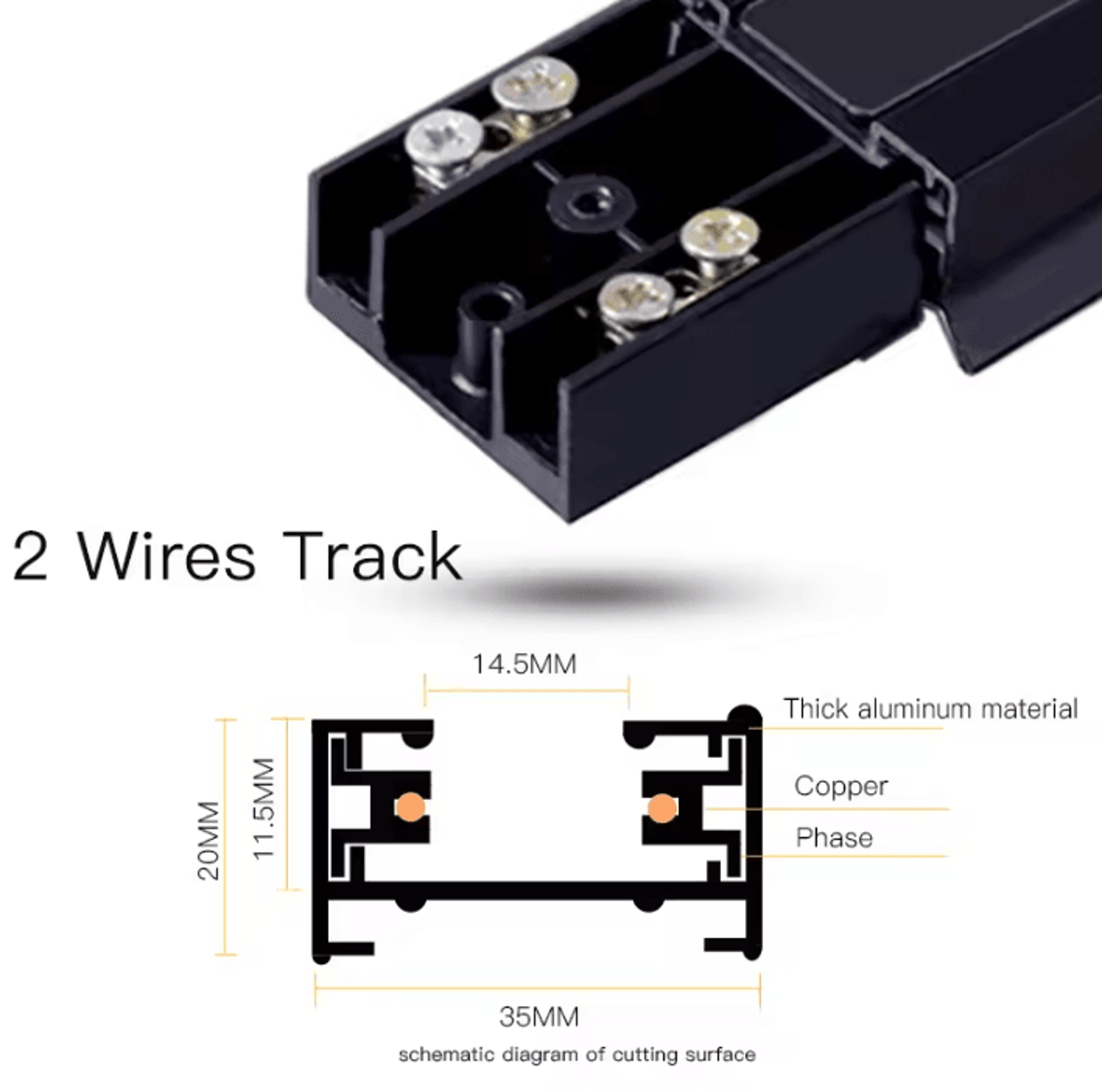 05M LED Track Lighting Rail 2Wire System Universal Ceiling Mount Accessory For Spotlight Fixtures 1