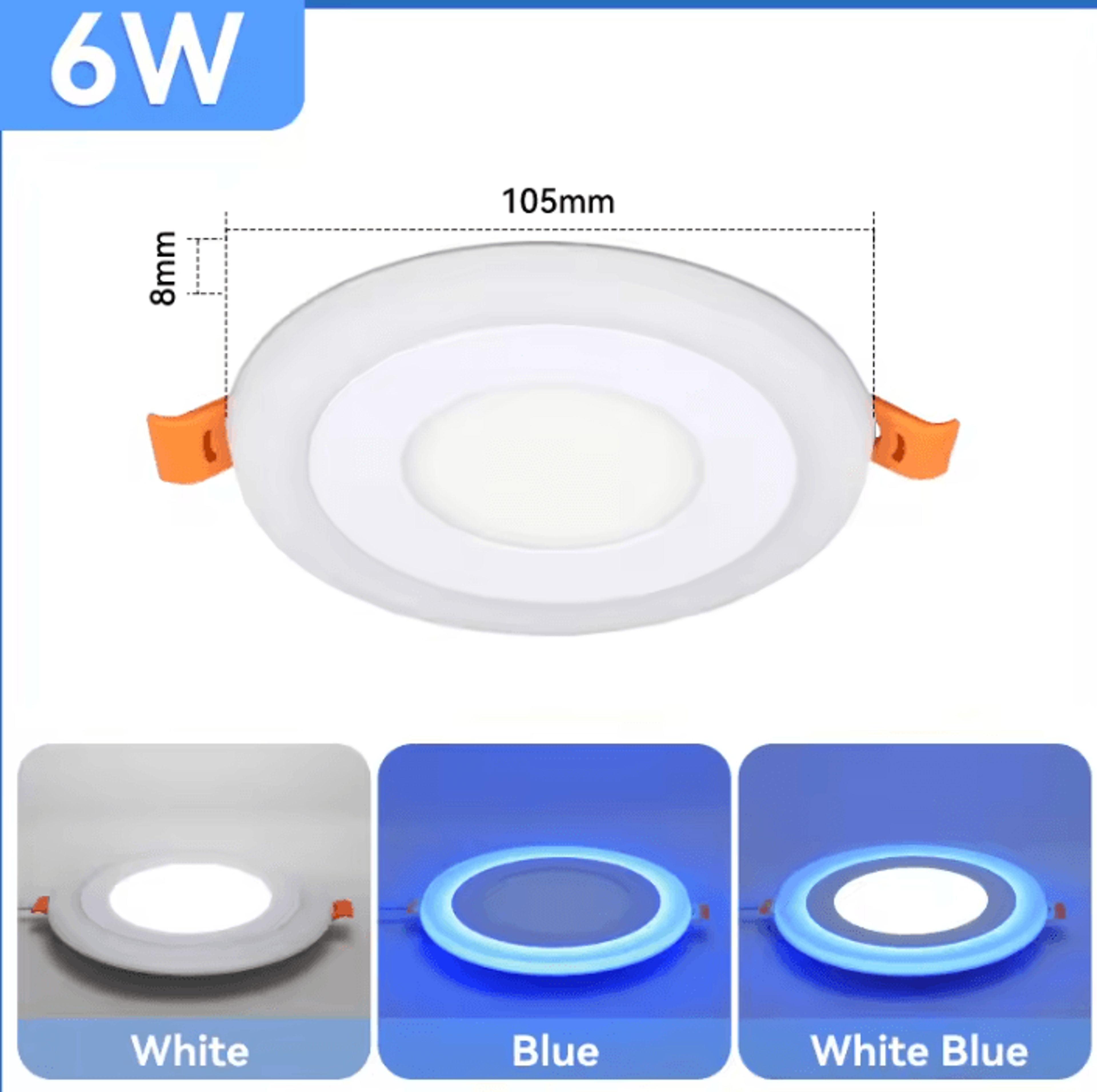 Modern Blue And White LED Ceiling Downlight Dual Color Panel Spotlight For Living Room And Bathroom 3