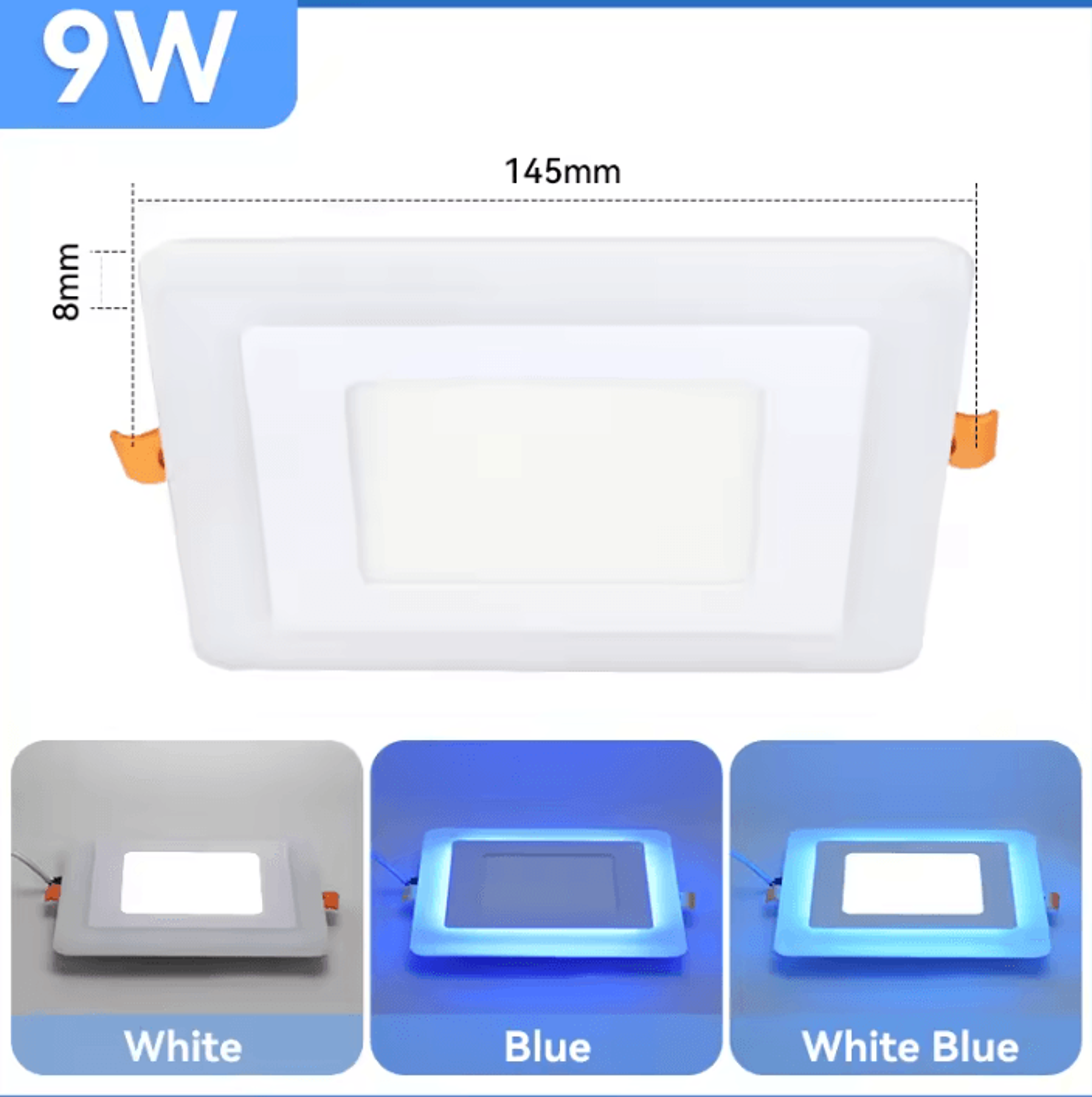 Modern Blue And White LED Ceiling Downlight Dual Color Panel Spotlight For Living Room And Bathroom 6