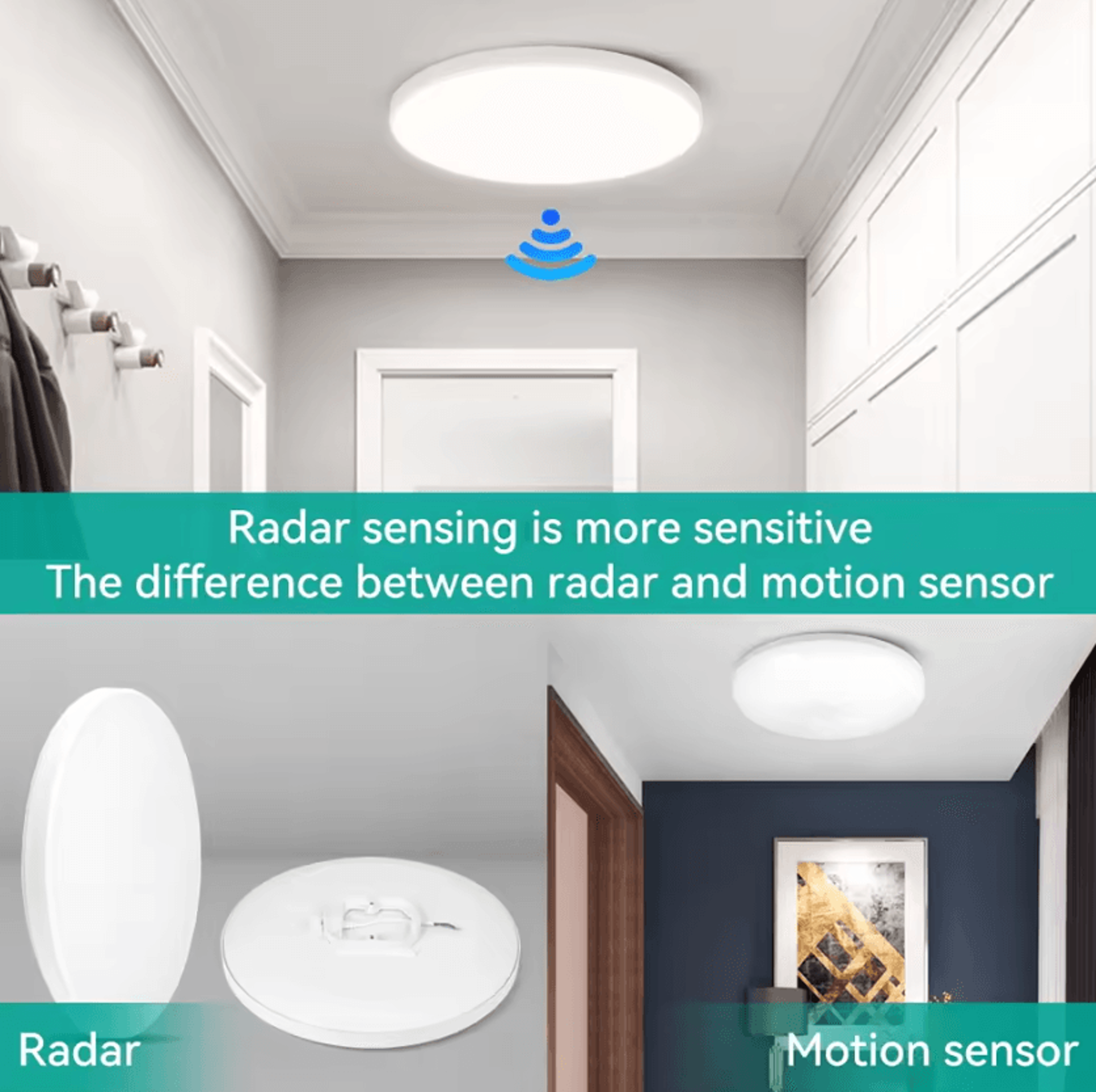 Intelligent LED Radar Motion Sensor Ceiling Light Automatic Panel Lamp For Hallway Stairway And Gar 3