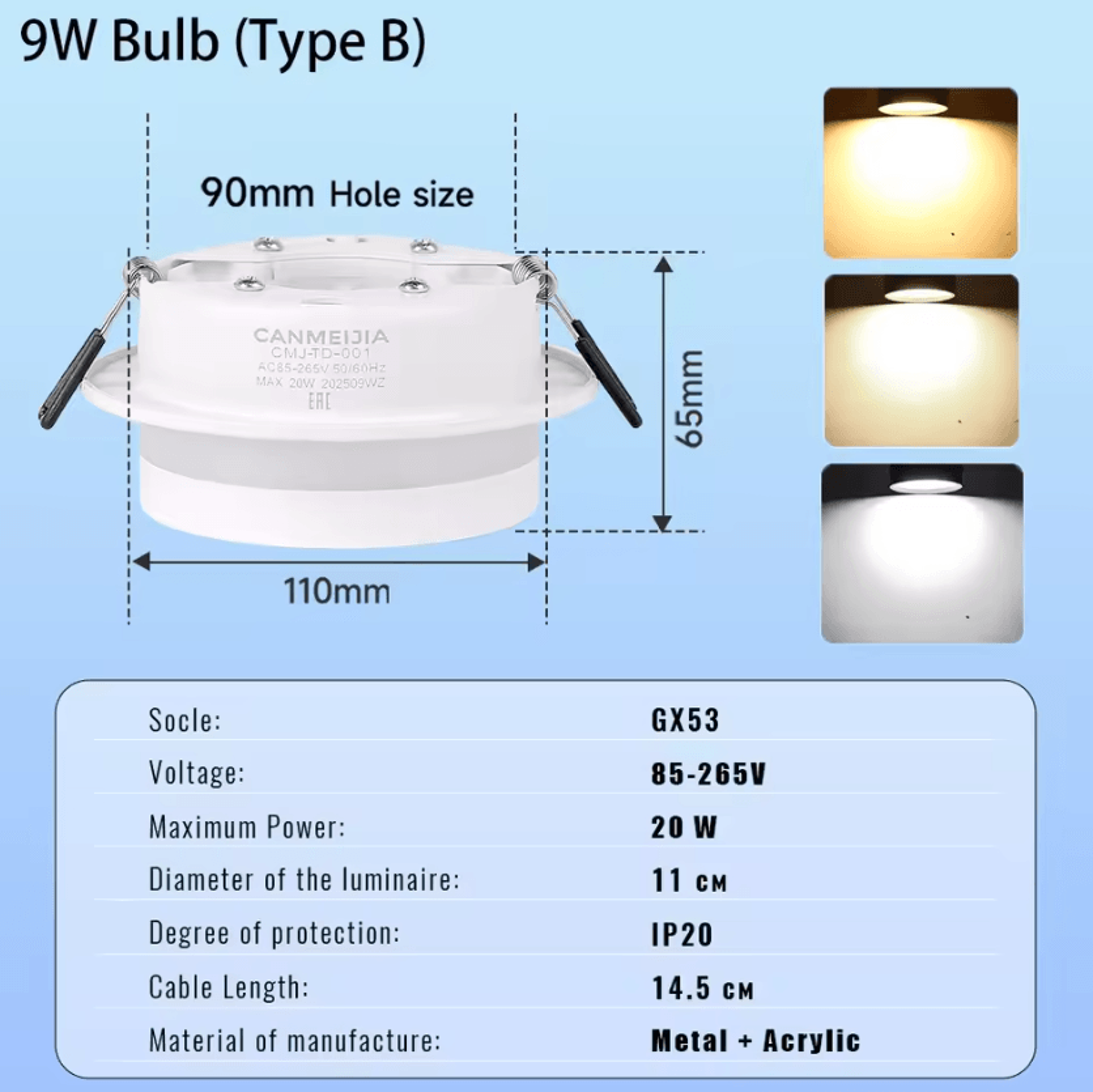 Round GX53 LED Recessed Downlight Tricolor Ceiling Spotlight For Bathroom And Indoor Lighting 2
