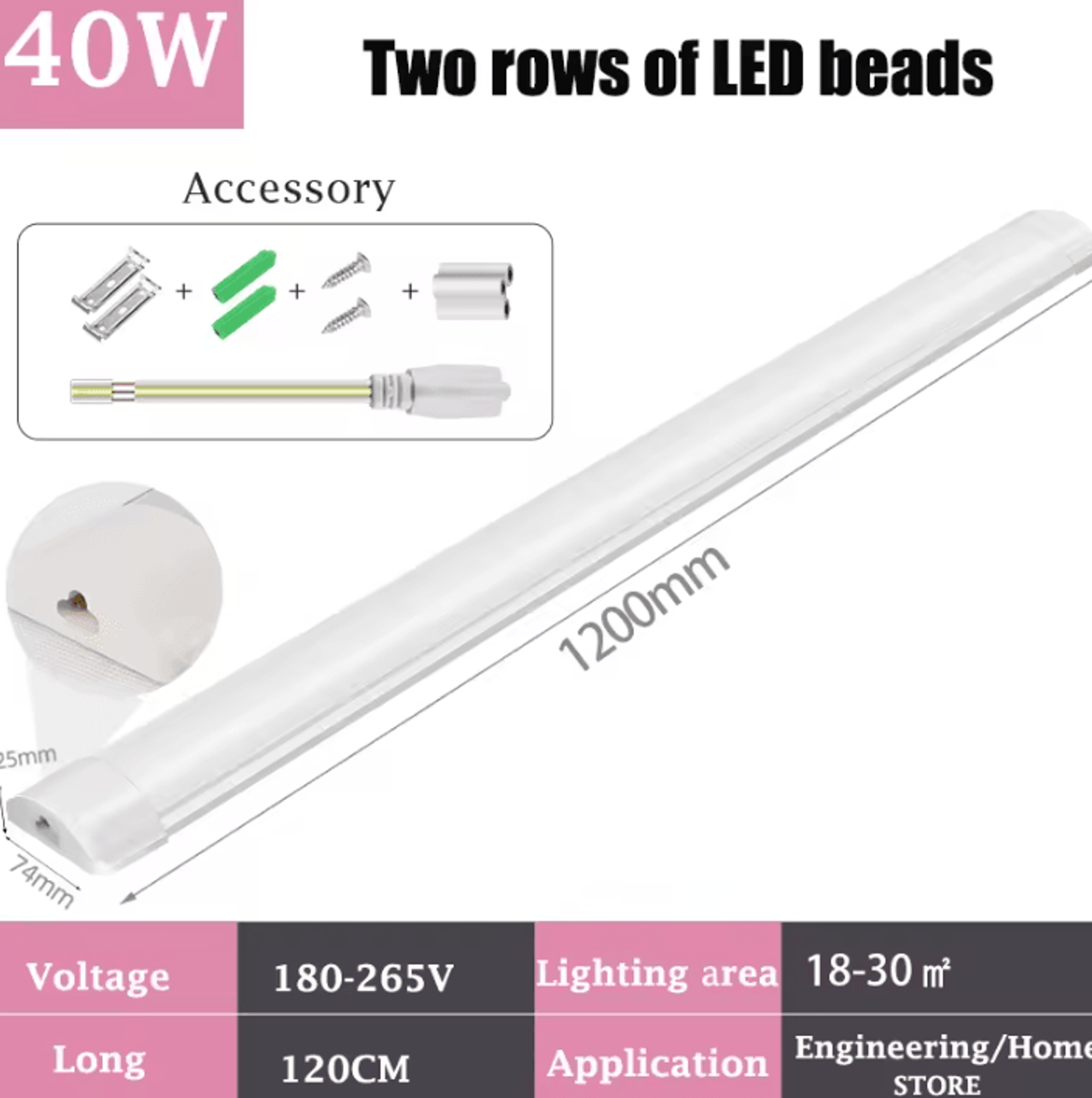 100W LED Tube Light Bar 60CM 120CM Ceiling Wall Lamp For Kitchen Warehouse Office And Commercial Li 5