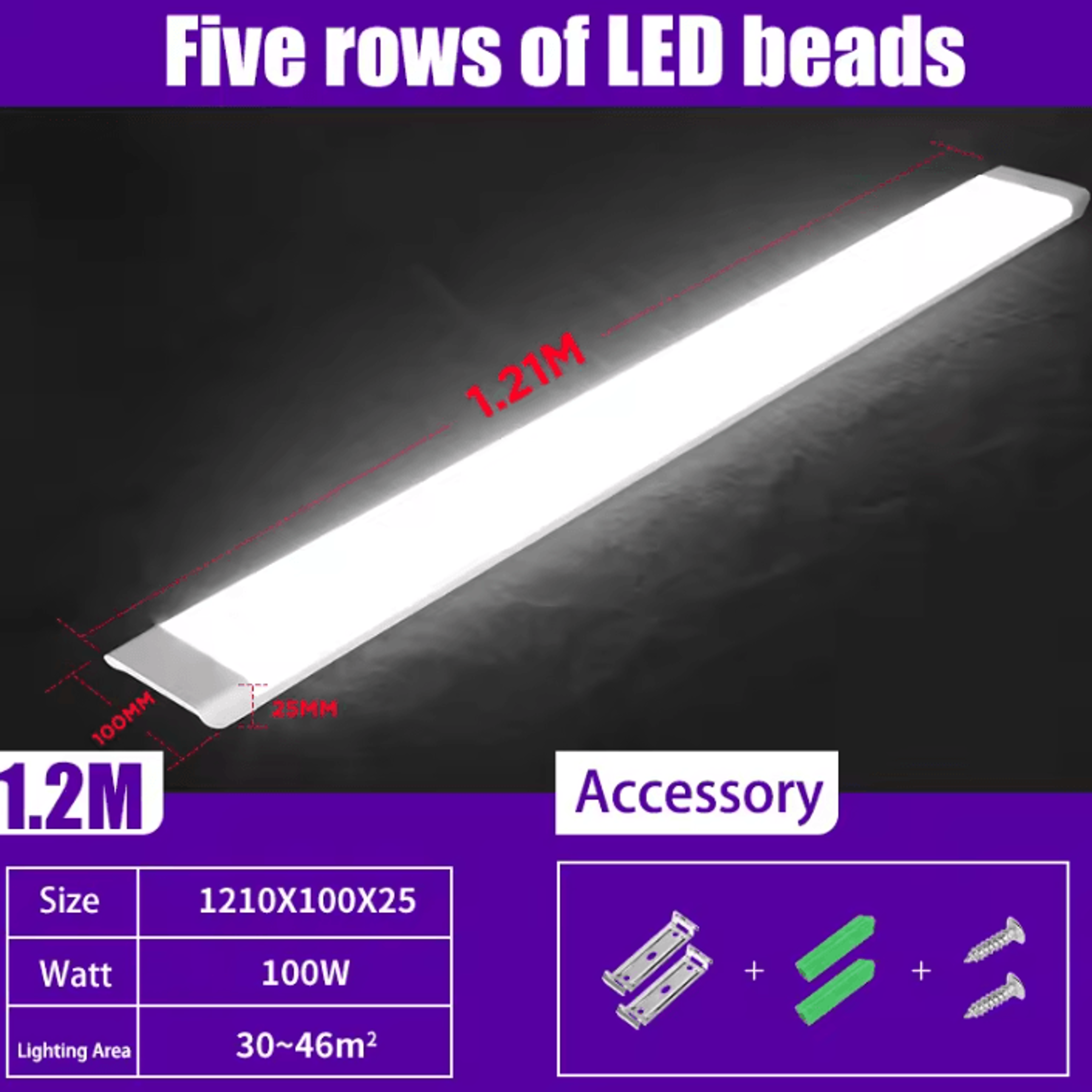100W LED Tube Light Bar 60CM 120CM Ceiling Wall Lamp For Kitchen Warehouse Office And Commercial Li 3