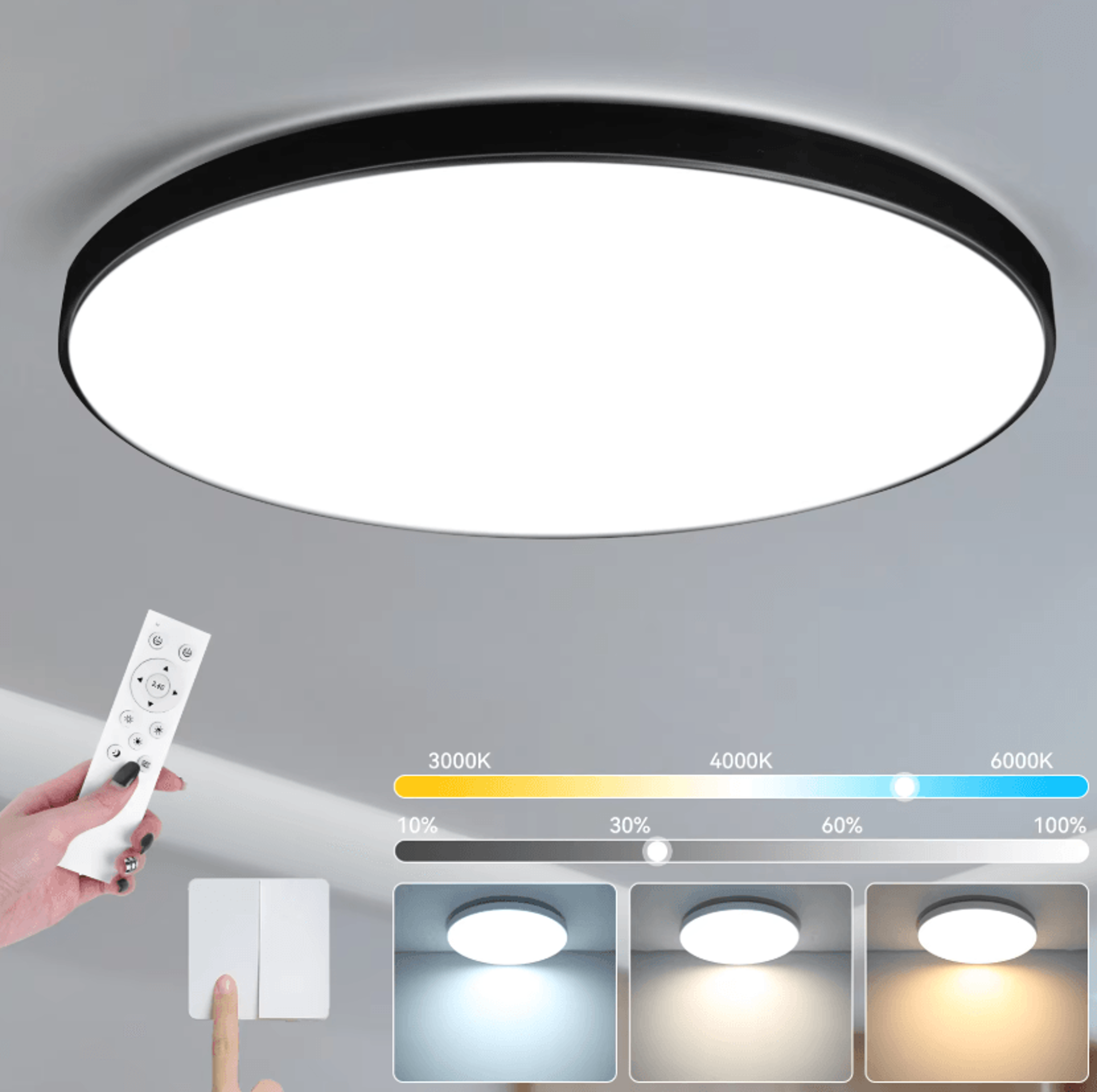 Smart 50W LED Ceiling Light 47cm Dimmable Remote Control Panel Lamp For Living Room And Bedroom 0