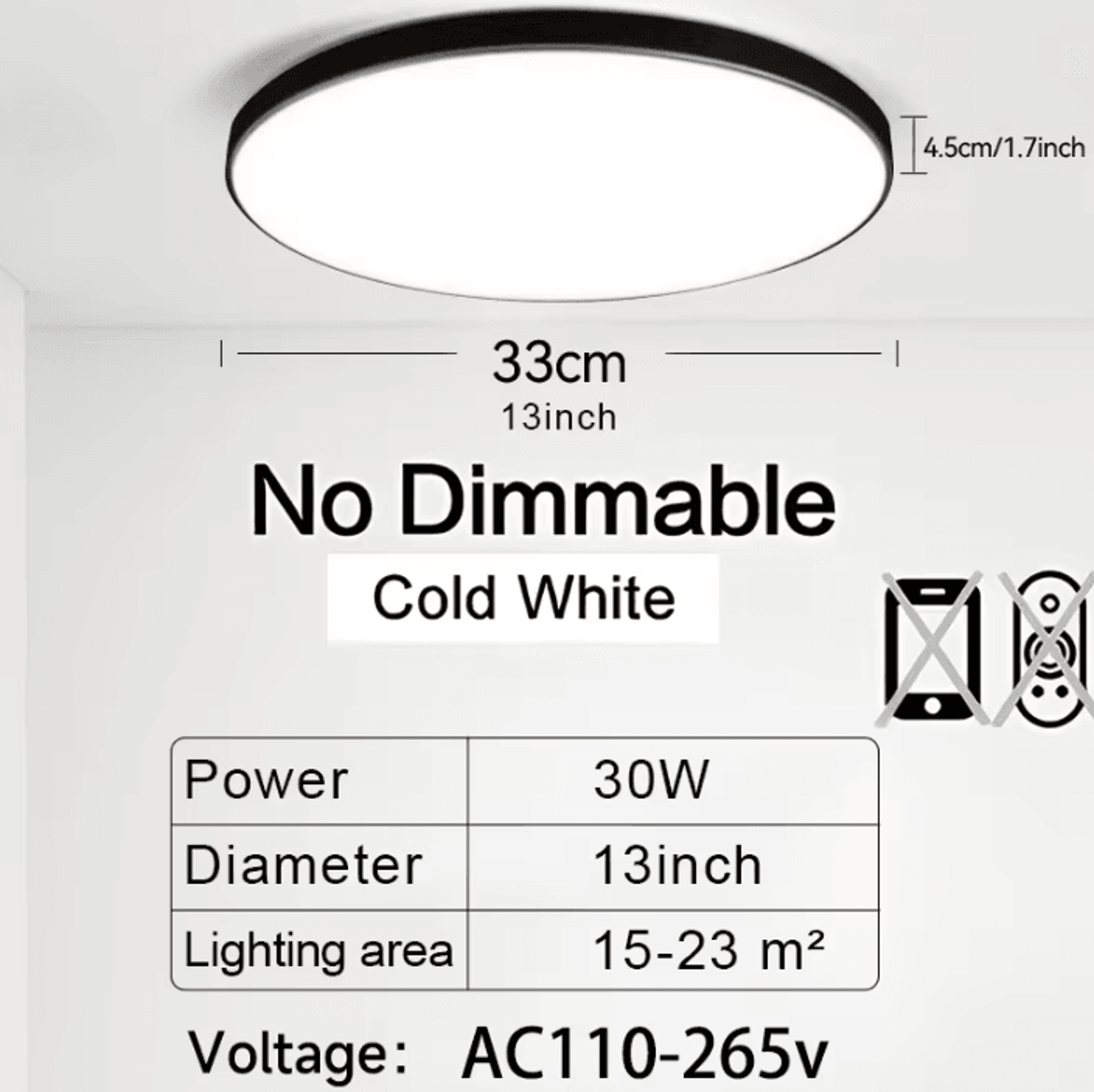 Smart 50W LED Ceiling Light 47cm Dimmable Remote Control Panel Lamp For Living Room And Bedroom 11
