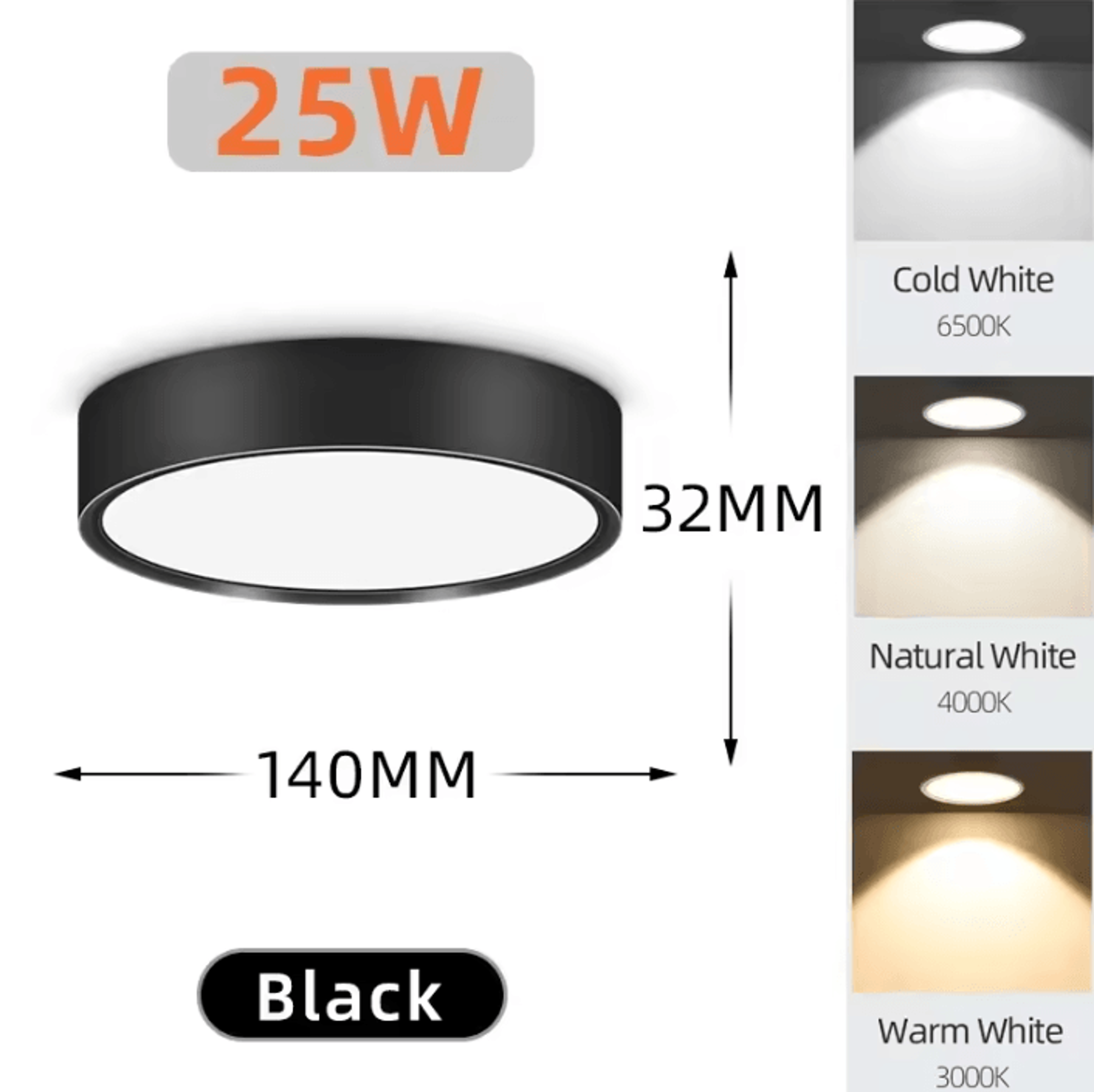 15W 25W Tricolor LED Ceiling Spotlight Surface Mounted Downlight For Kitchen Entrance And Indoor Li 4