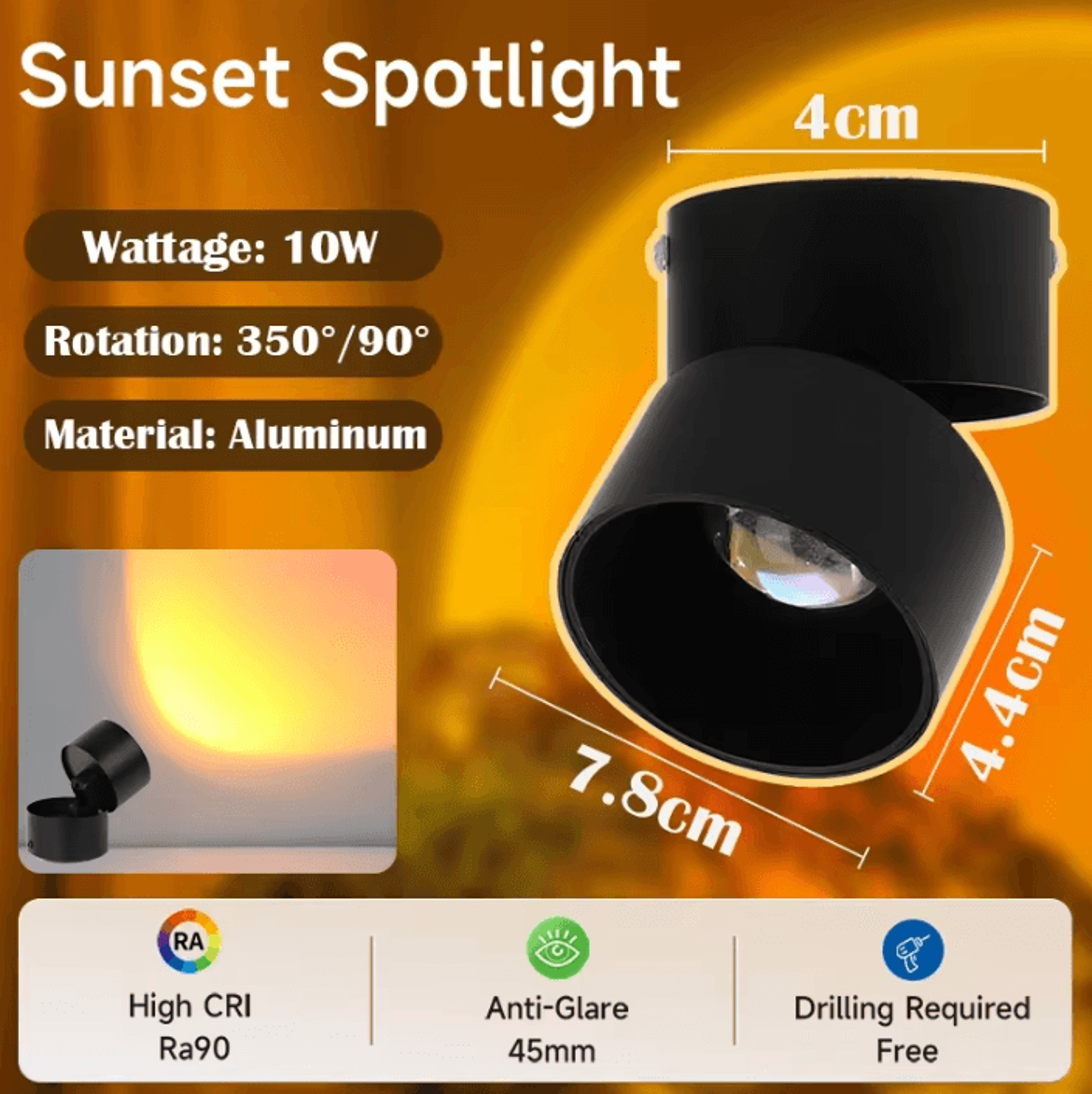 LED Sunset Projector Downlight Decorative Ceiling Spotlight For Bedroom And Ambient Home Lighting 3