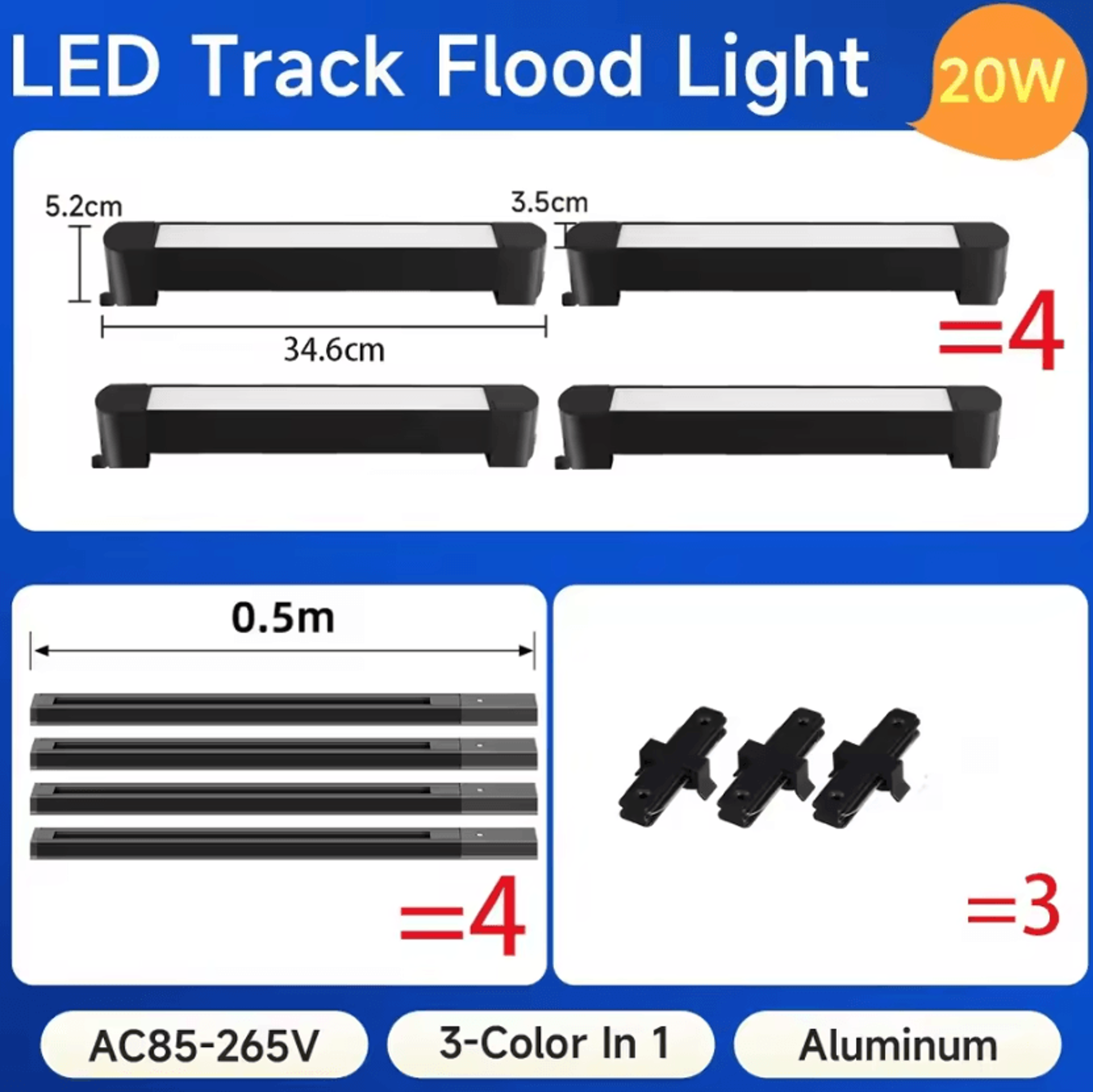 Tricolor LED Linear Track Light Modern Ceiling Rail Floodlight For Home And Clothing Store 11