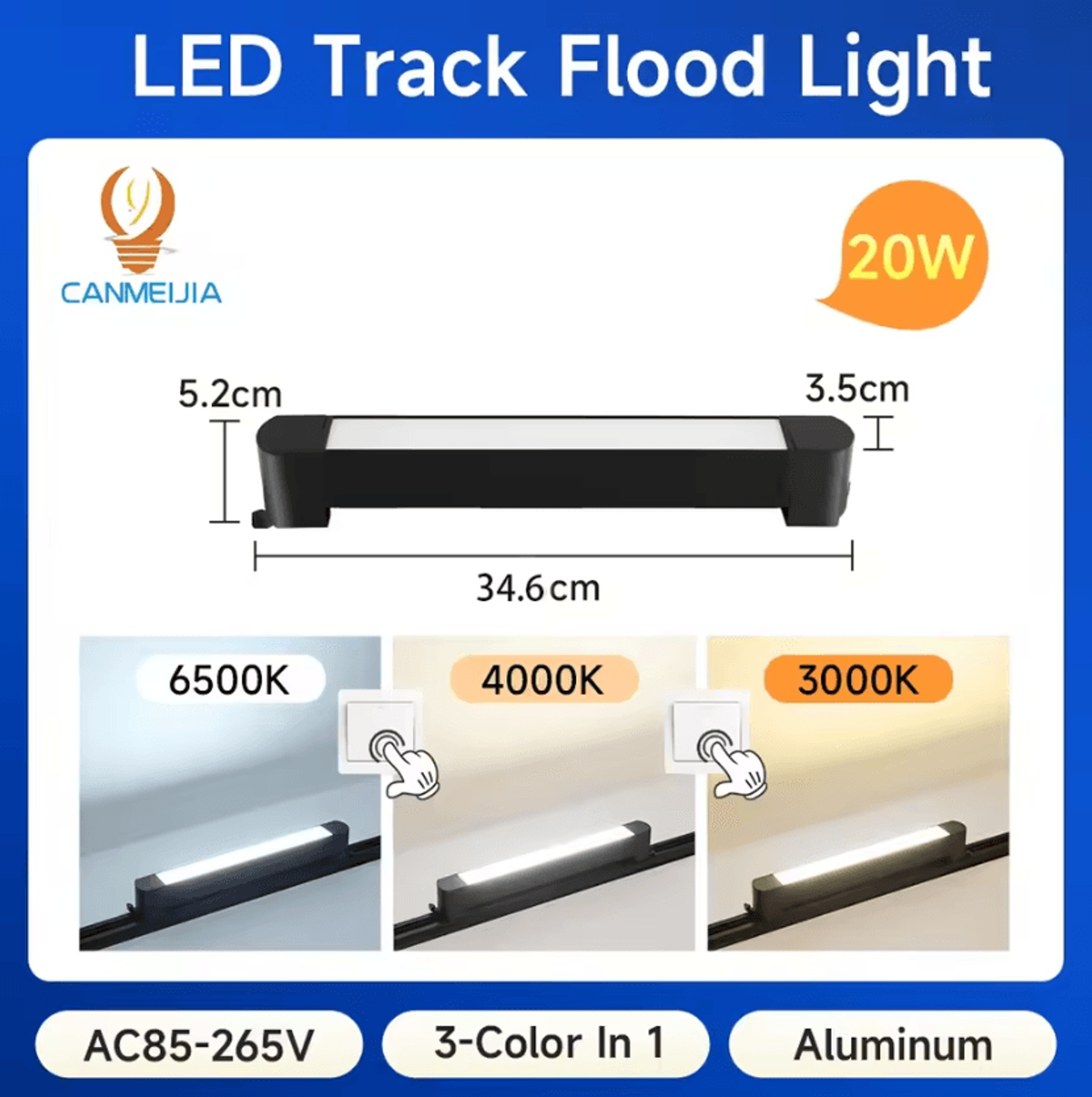 Tricolor LED Linear Track Light Modern Ceiling Rail Floodlight For Home And Clothing Store 6