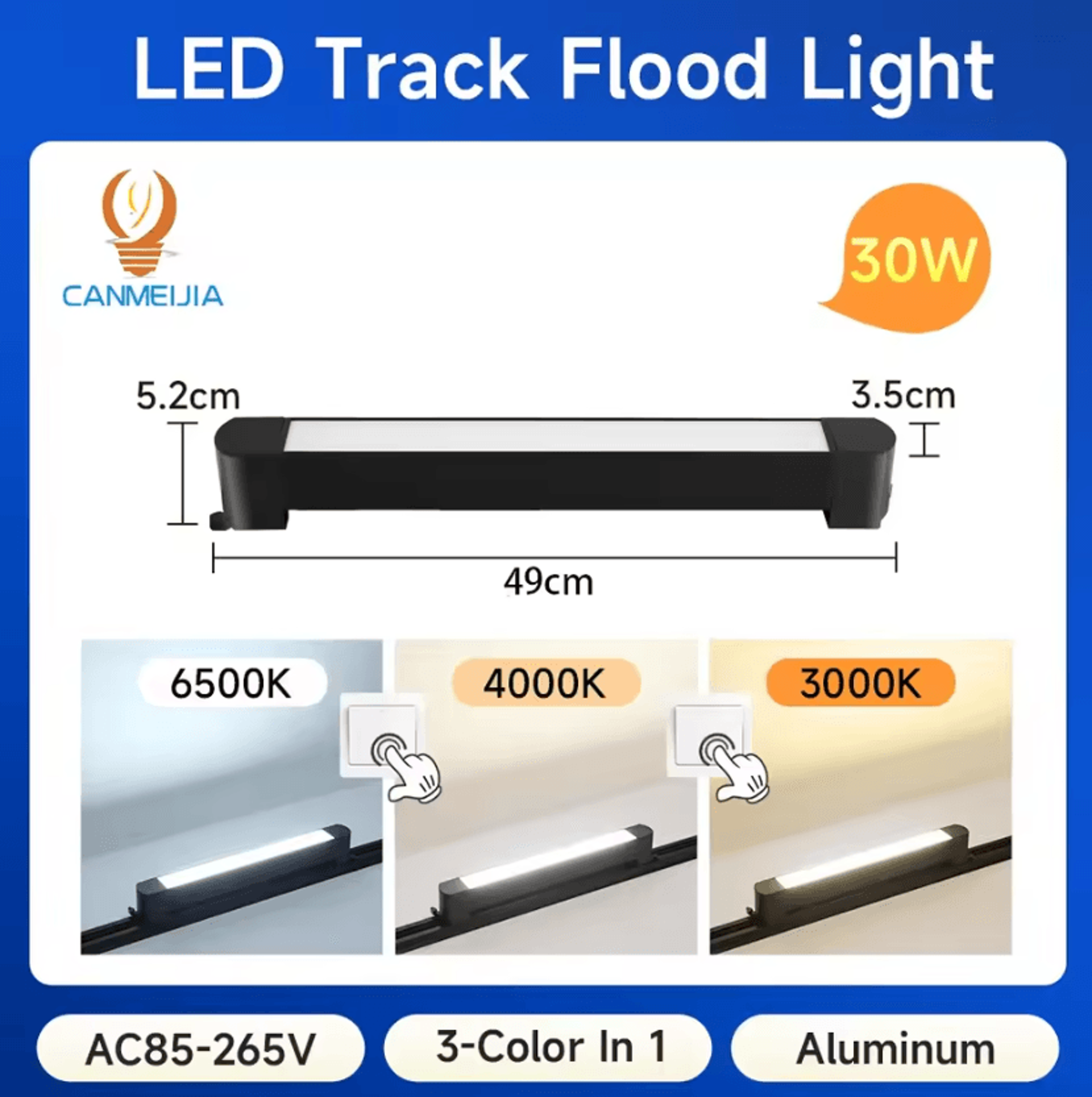 Tricolor LED Linear Track Light Modern Ceiling Rail Floodlight For Home And Clothing Store 7