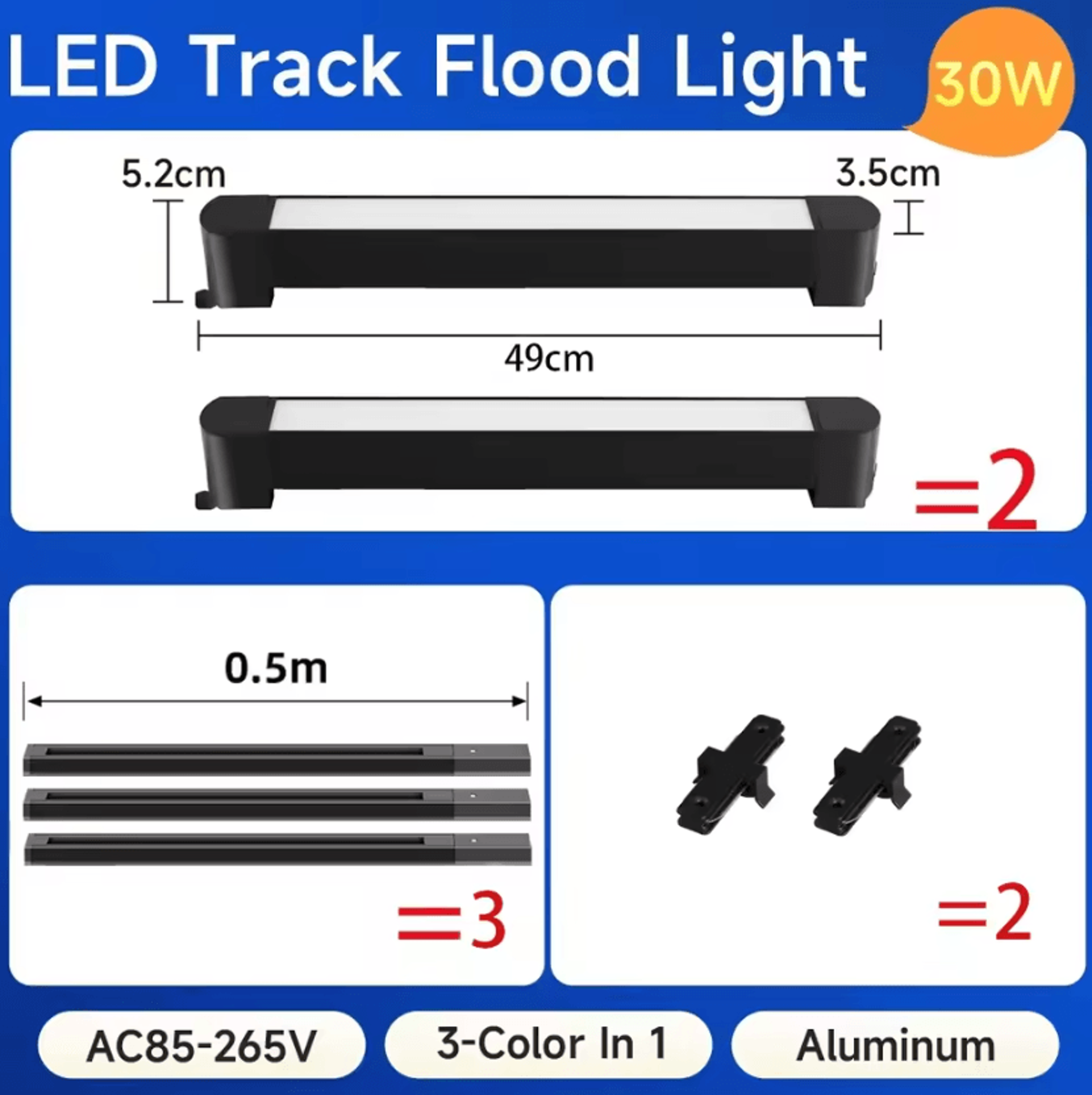 Tricolor LED Linear Track Light Modern Ceiling Rail Floodlight For Home And Clothing Store 12