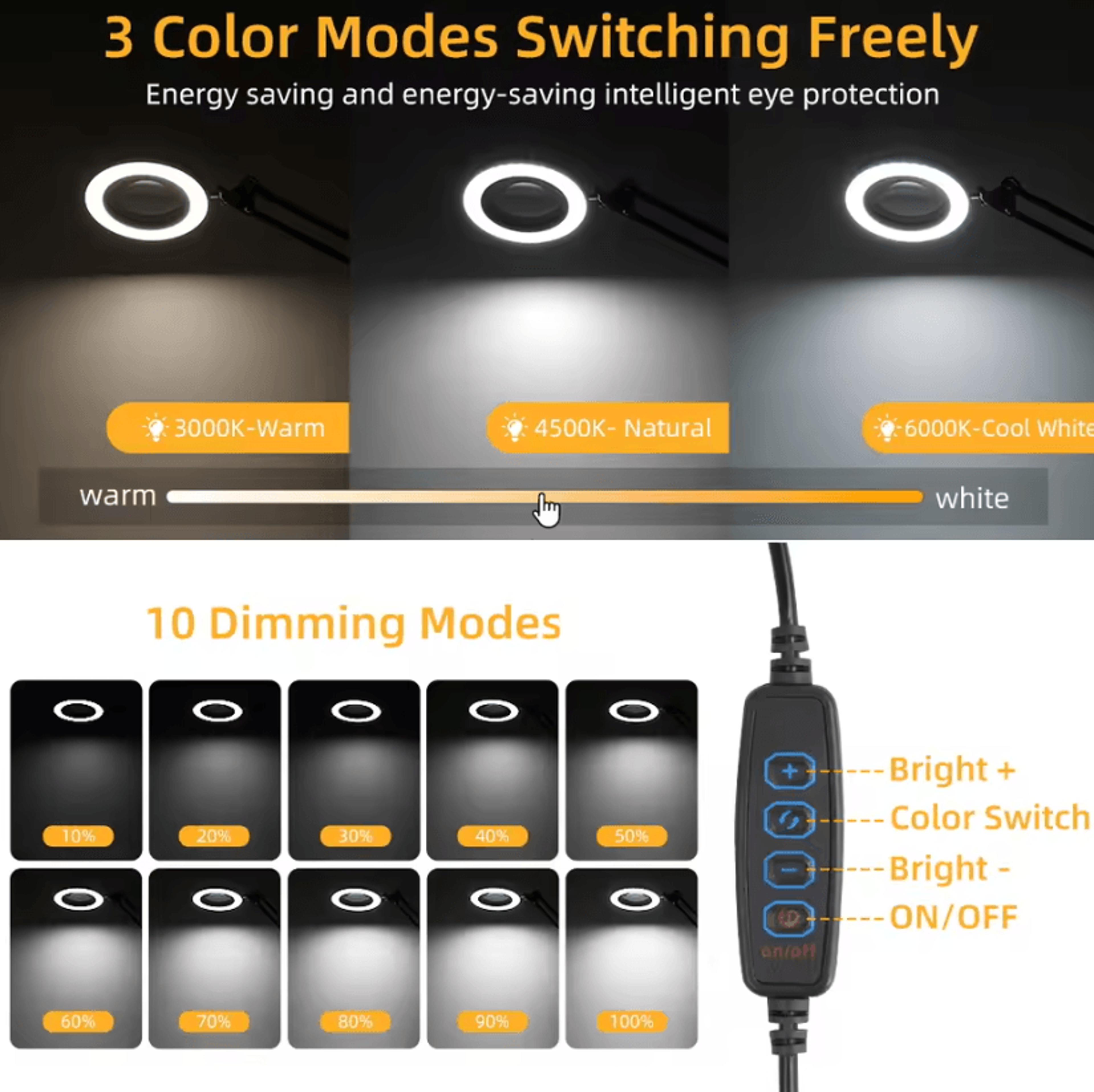 Dimmable LED Magnifying Desk Lamp USB Beauty Table Light For Skincare Reading And Precision Work 2