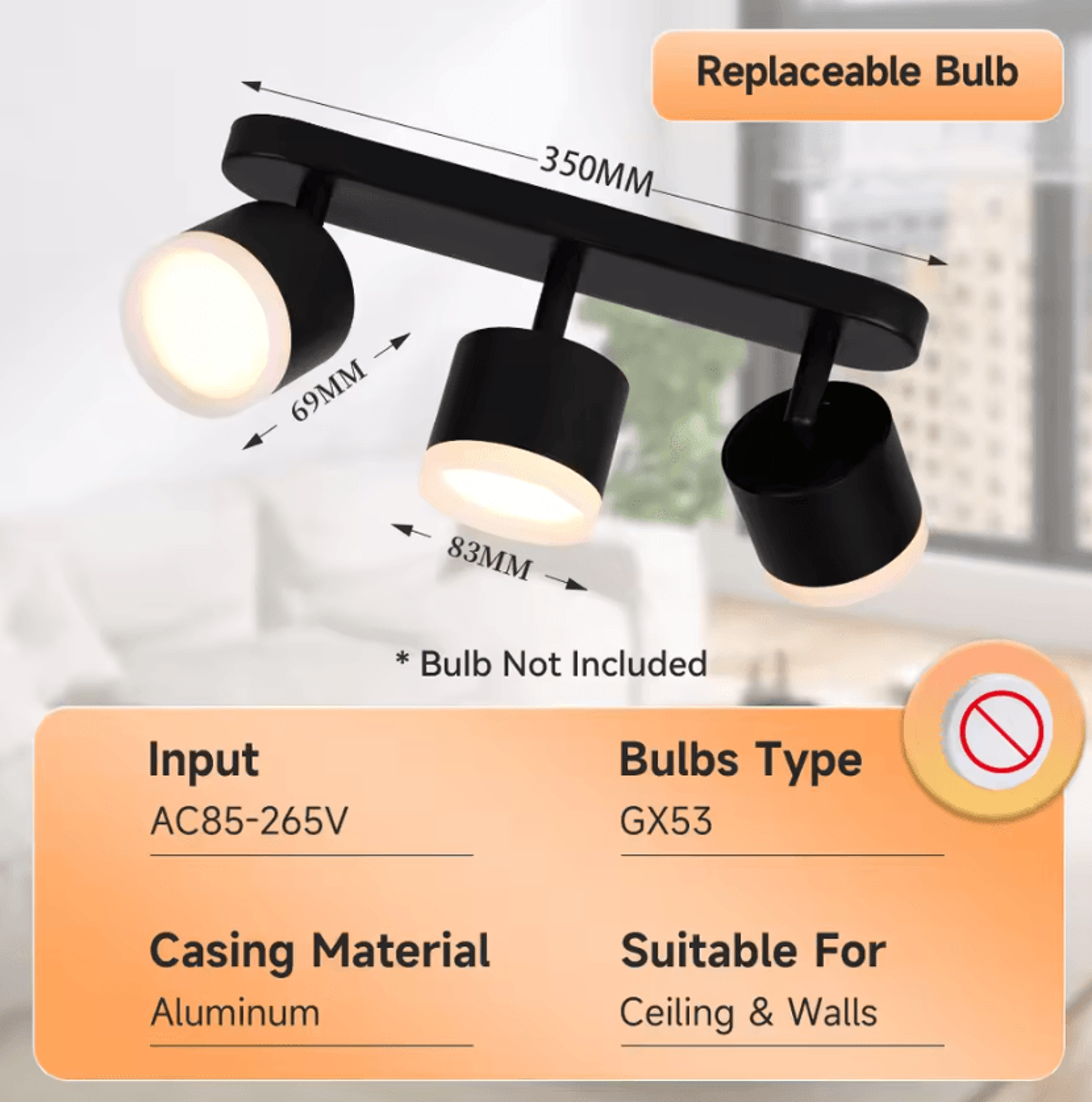 Modern GX53 LED Ceiling Spotlight 85265V Replaceable Bulb Lamp For Living Room Bedroom And Kitchen 6