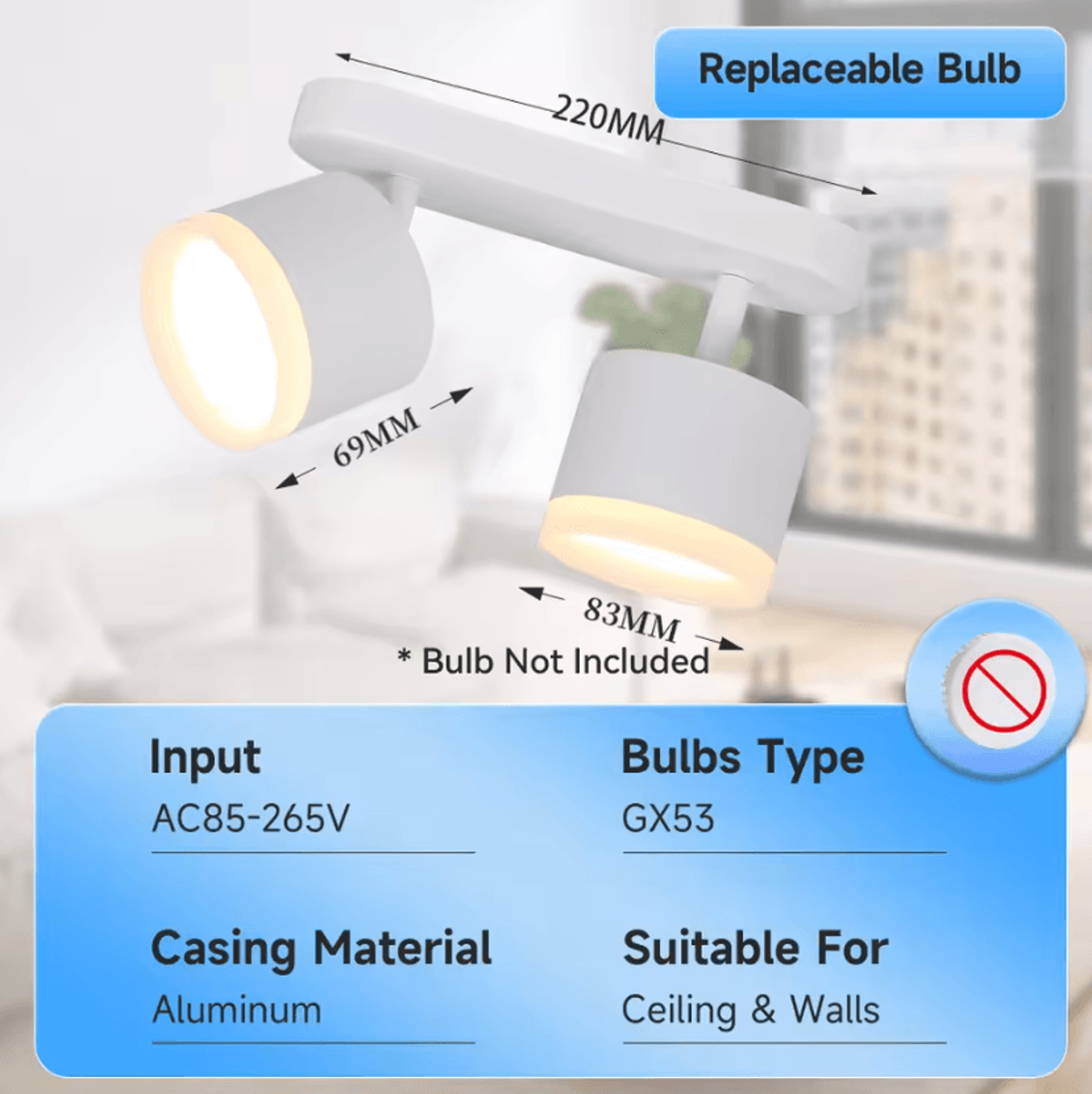 Modern GX53 LED Ceiling Spotlight 85265V Replaceable Bulb Lamp For Living Room Bedroom And Kitchen 5