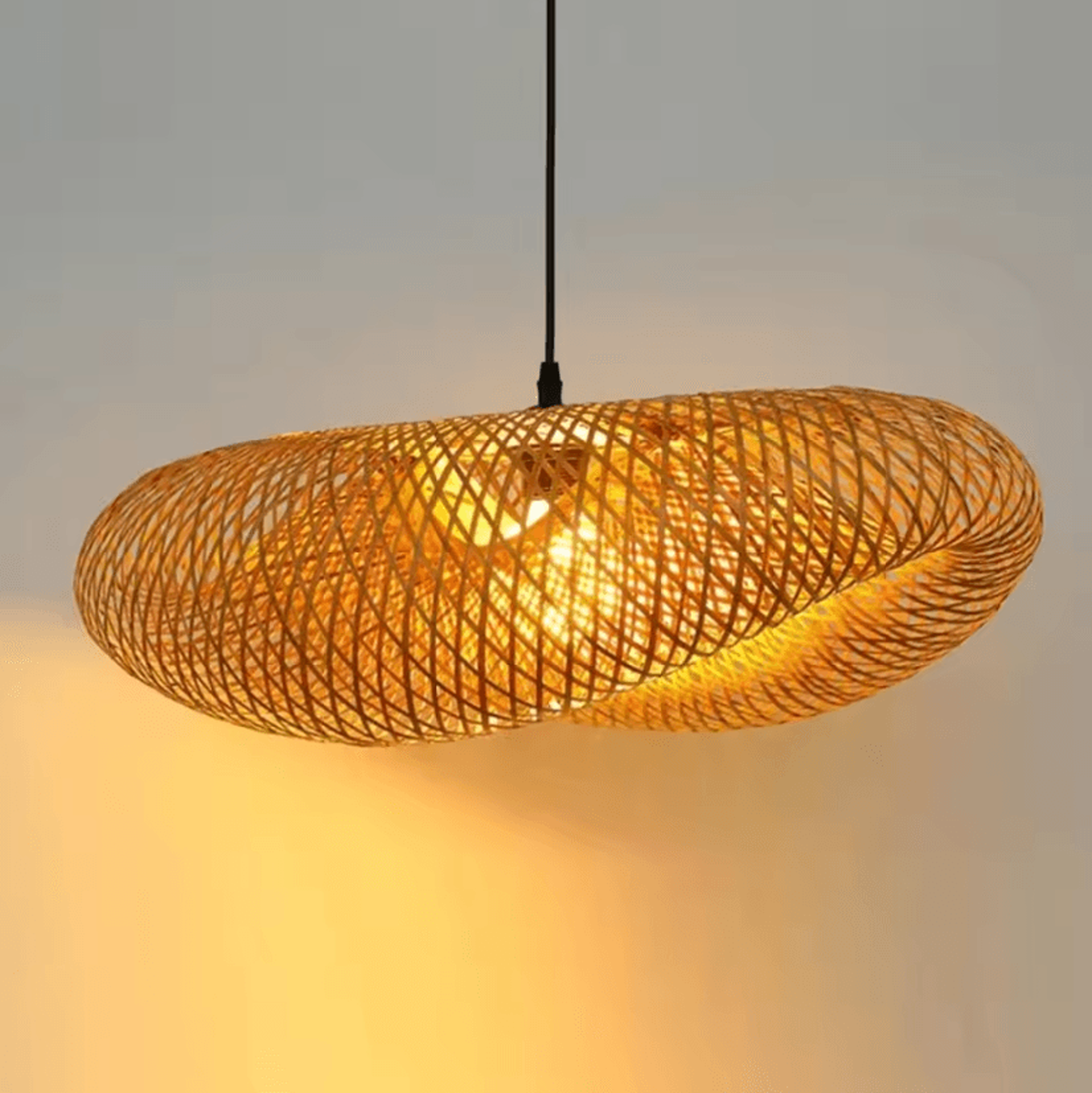Handmade Bamboo Woven LED Pendant Light 4080cm Vintage Hanging Chandelier For Dining And Living Roo 3