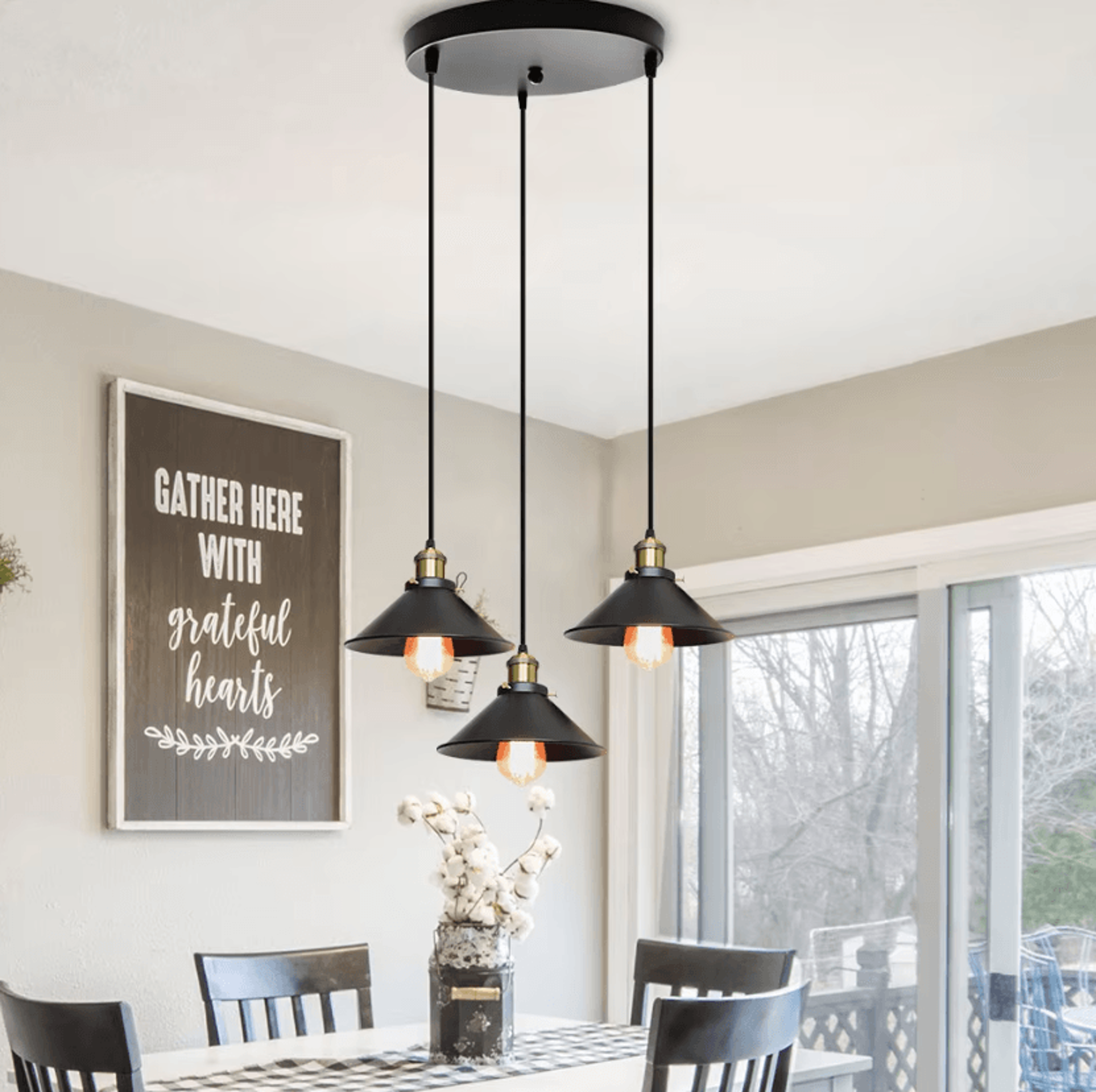 Vintage Industrial Pendant Light E27 Edison Hanging Chandelier For Loft And Living Room 2