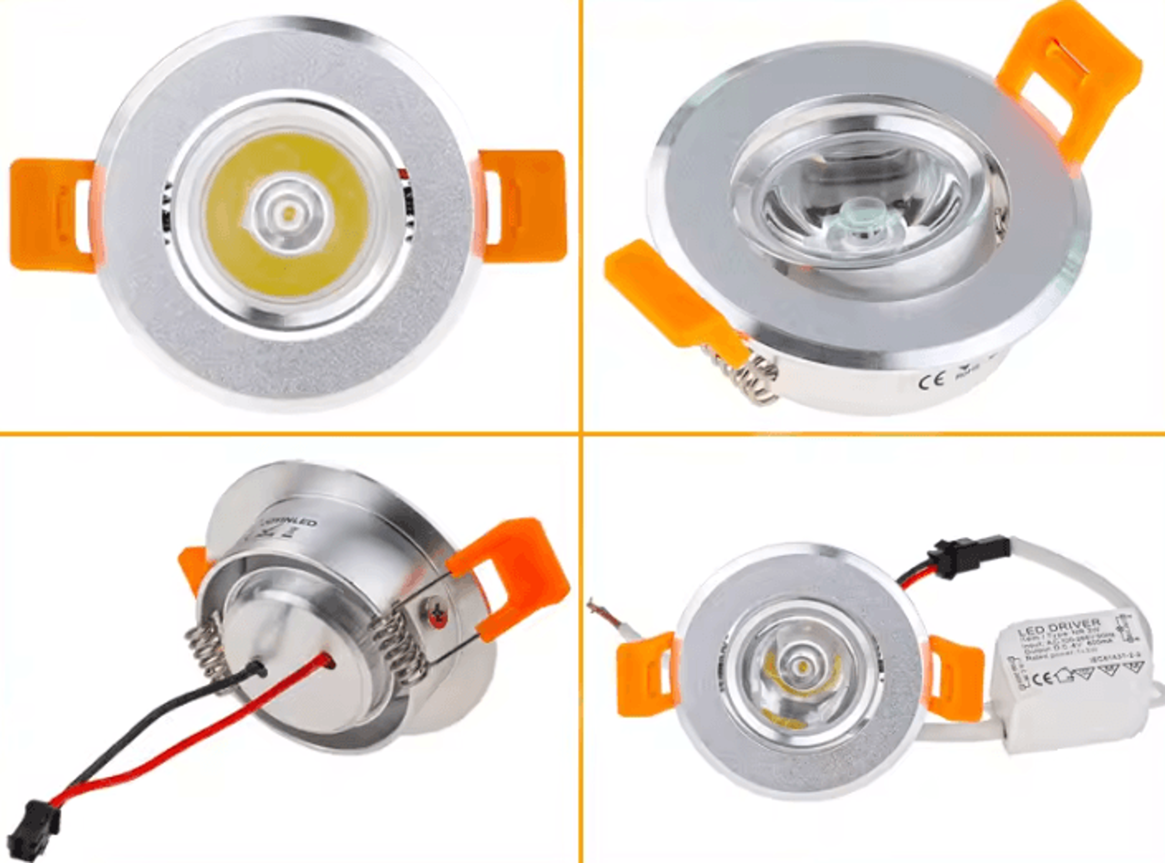 JOYINLED 3W Dimmable LED Recessed Downlight Aluminum Round Ceiling Spotlight 50mm Cutout 4