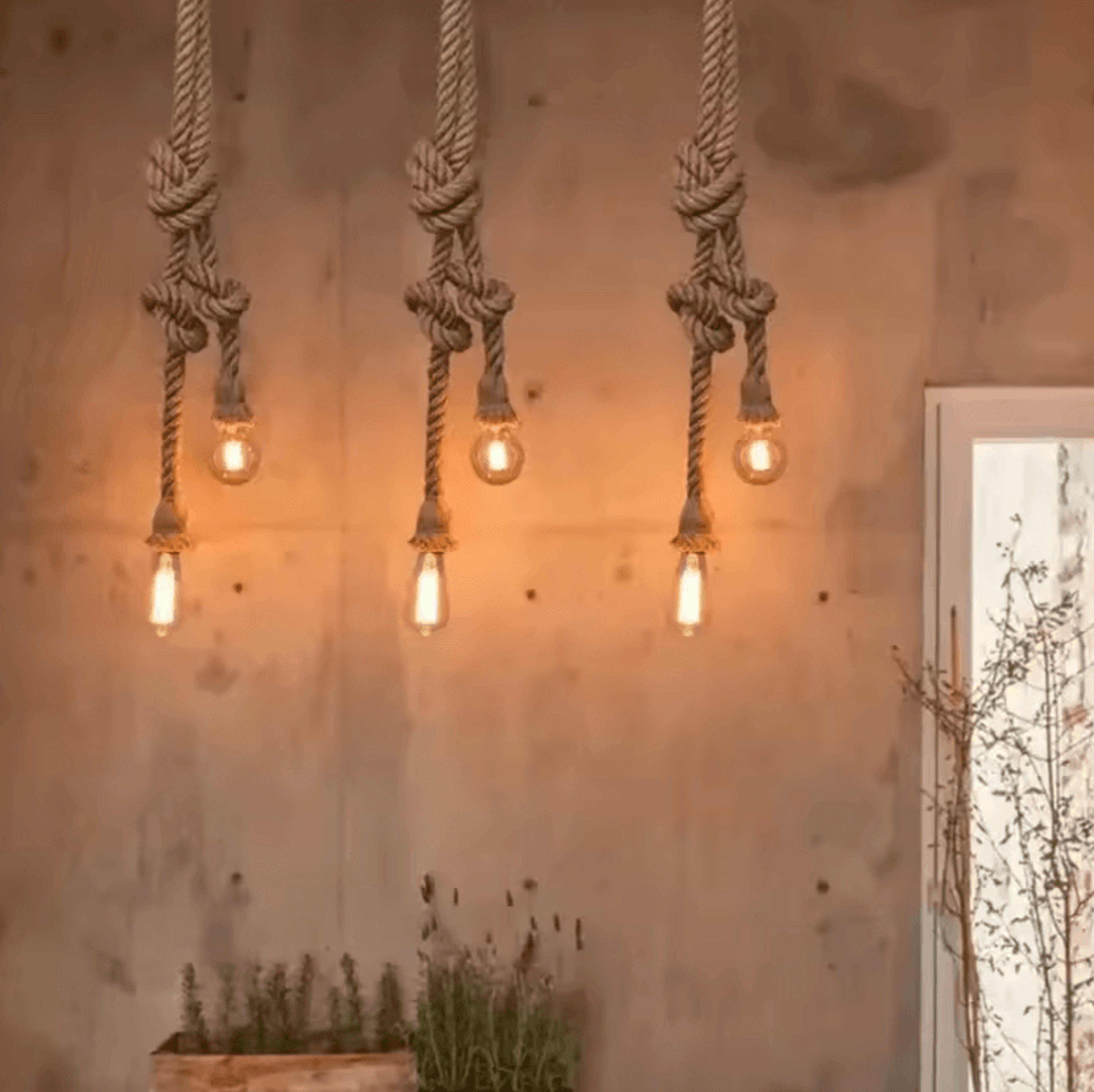 Vintage Hemp Rope Pendant Lamp 1510PCS Rustic Edison Hanging Light For Farmhouse And Home Decor 3