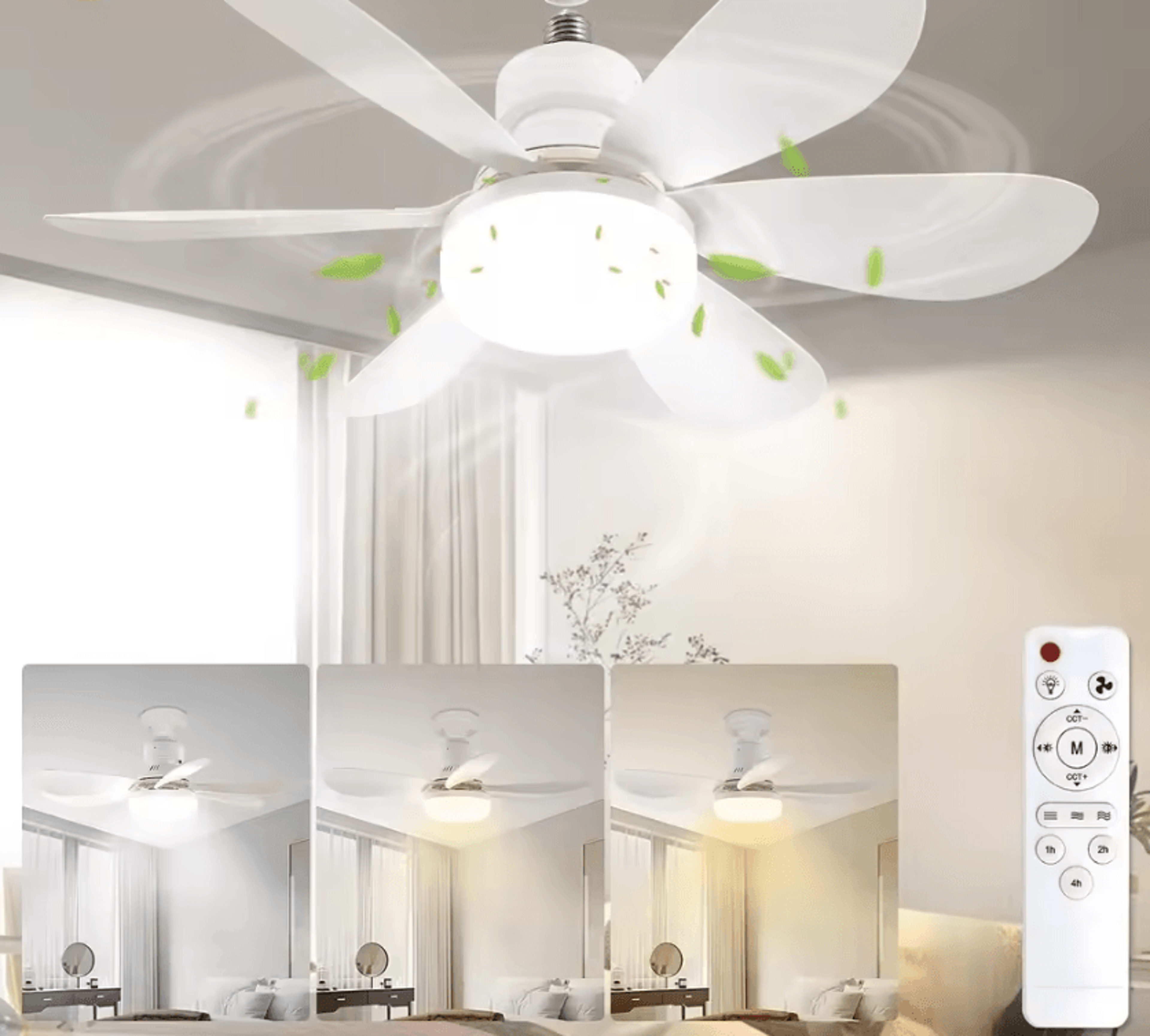 JOYINLED 6Blade LED Ceiling Fan Light 30W 40W Dimmable E27 Lamp With Remote Control 0