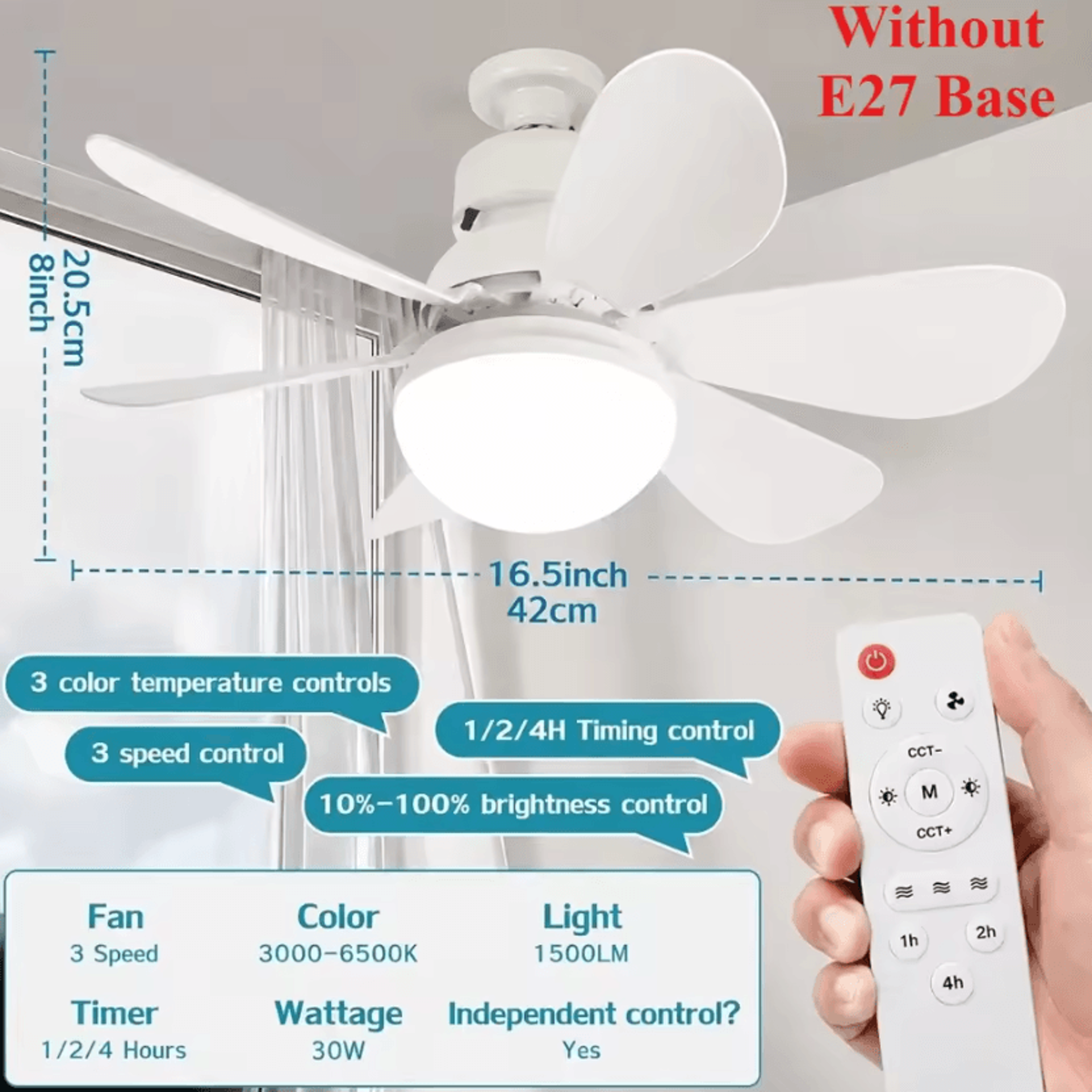 JOYINLED 6Blade LED Ceiling Fan Light 30W 40W Dimmable E27 Lamp With Remote Control 1