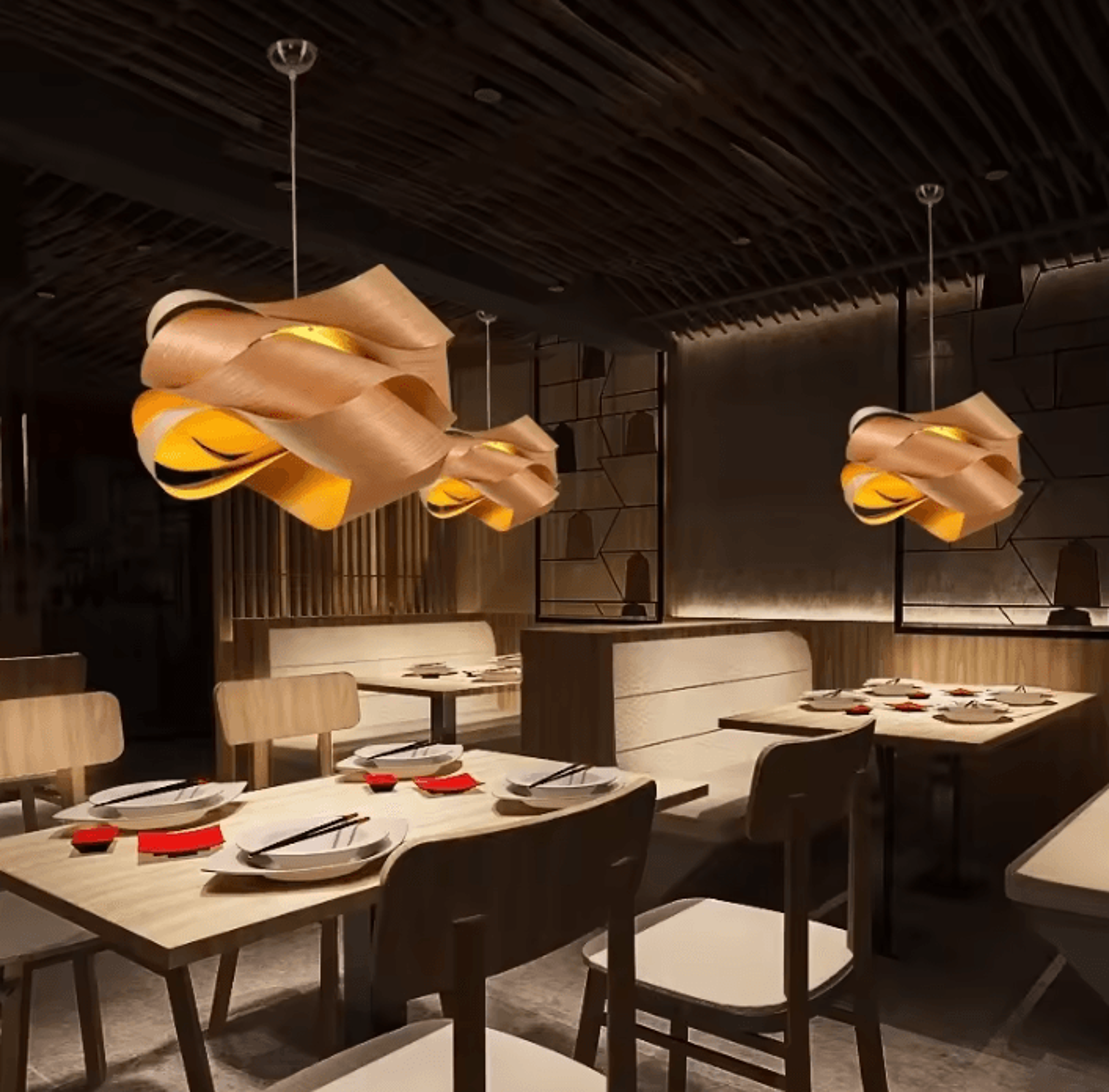 Southeast Asian Wooden Pendant Light Modern Minimalist LED Hanging Chandelier For Bedroom And Resta 3