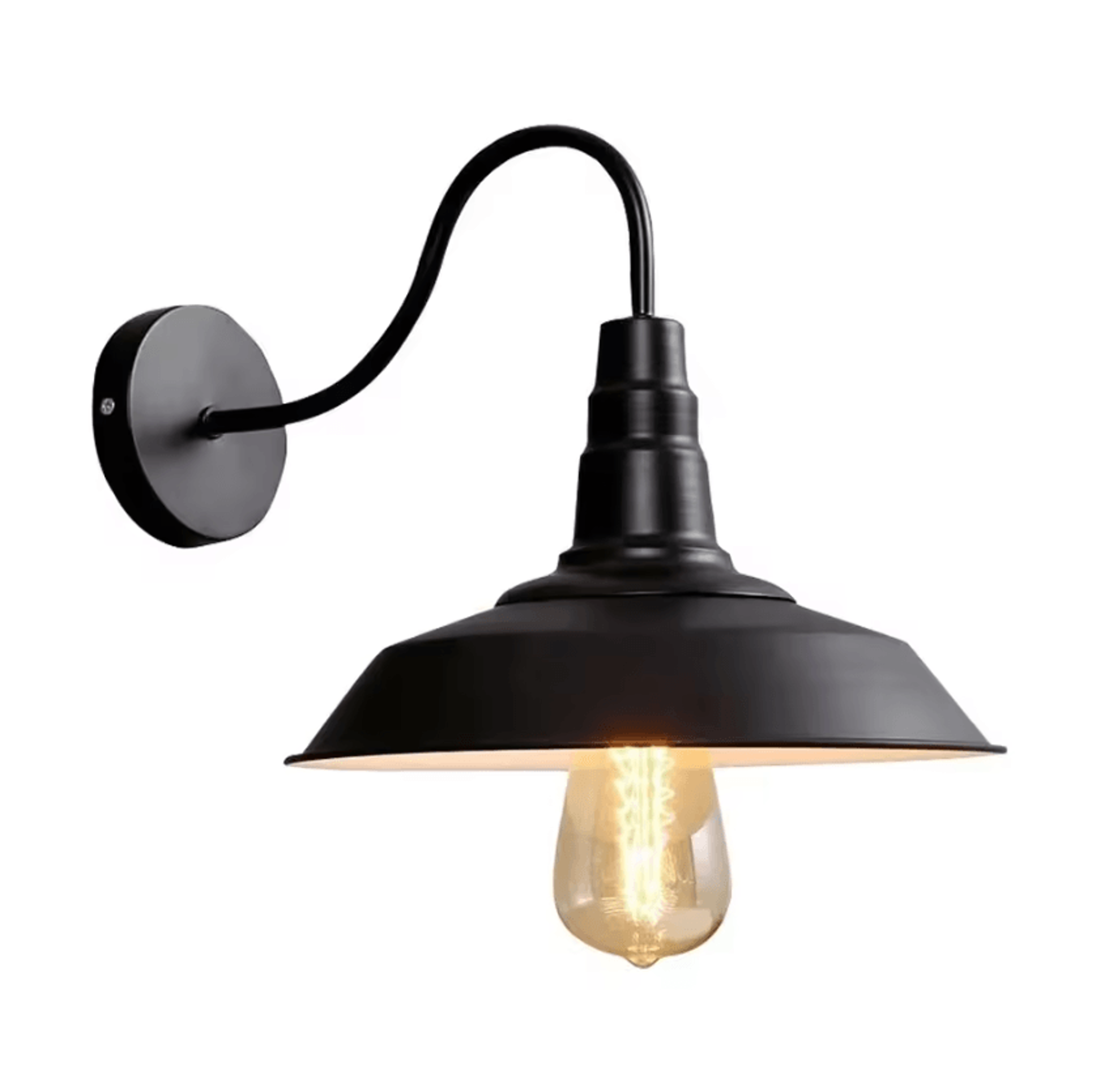 Vintage Matte Black Gooseneck Barn Wall Light Alexa Compatible Smart Outdoor Sconce 5