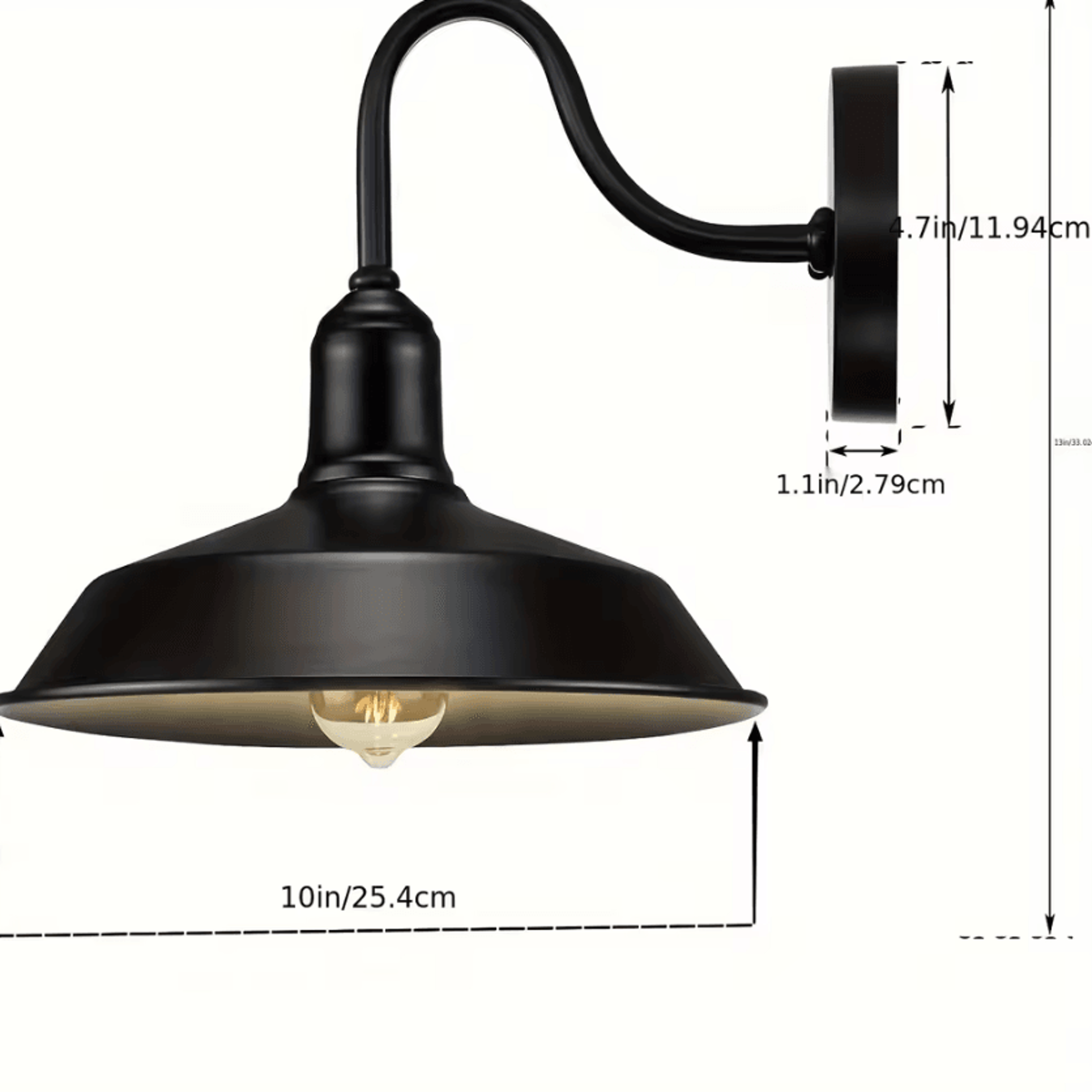 Vintage Matte Black Gooseneck Barn Wall Light Alexa Compatible Smart Outdoor Sconce 2