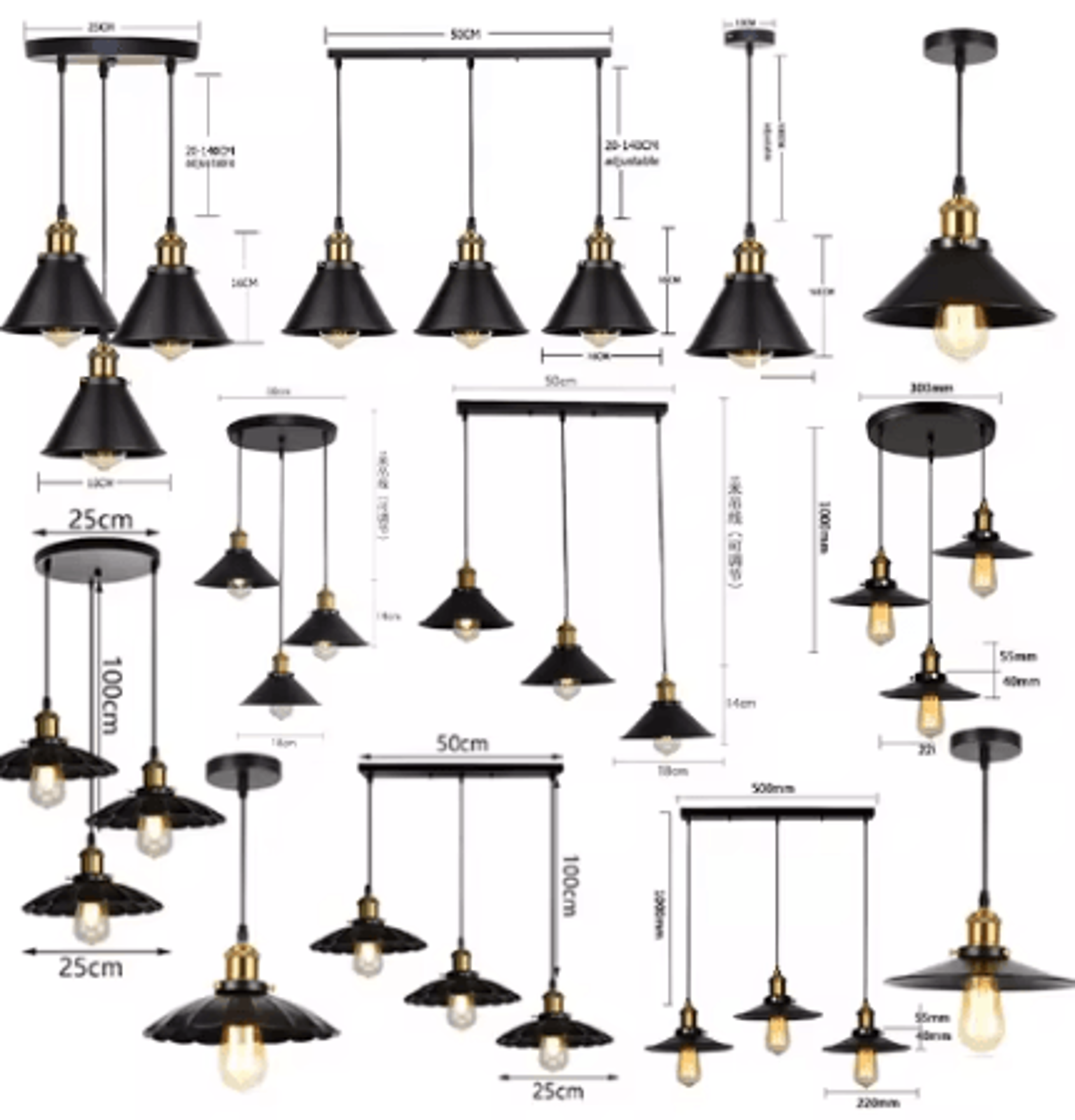Vintage Loft E27 Pendant Light Retro Industrial Edison Hanging Chandelier For Living Room 0