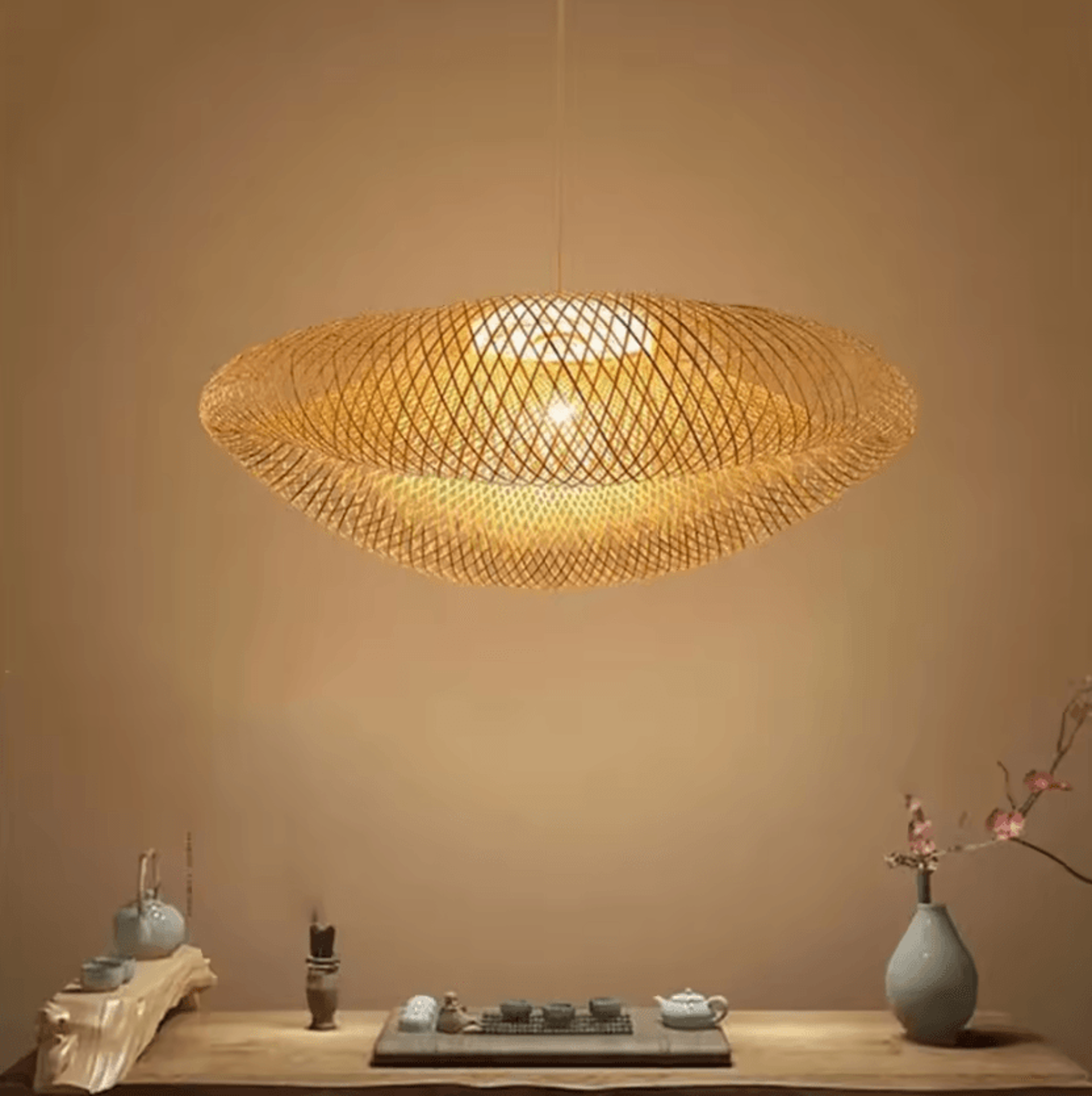 Vintage Handwoven Rattan Pendant Chandelier Chinese Style Hanging Ceiling Light For Bedroom And Res 0