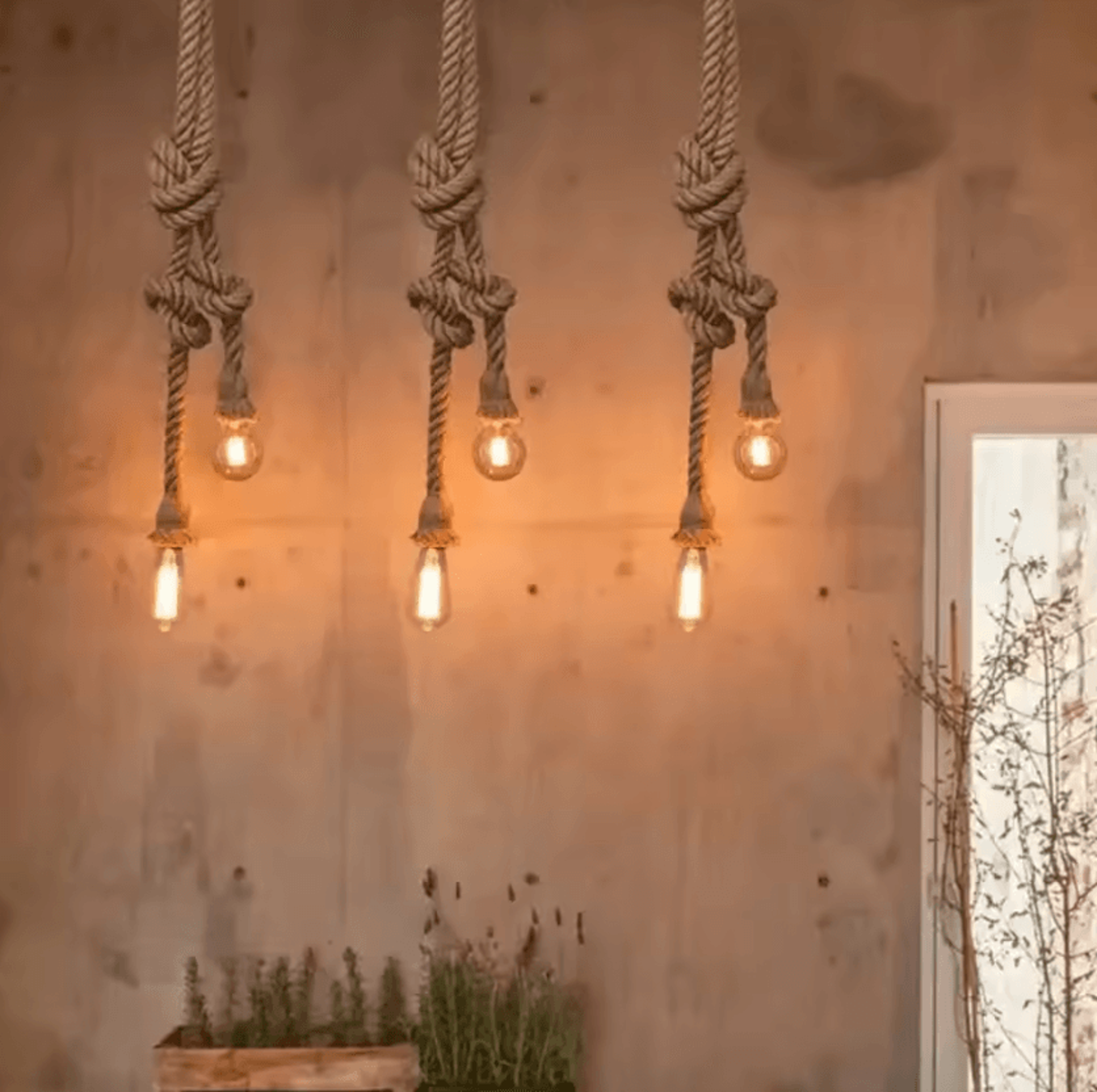 Vintage Hemp Rope Pendant Light Rustic Edison Hanging Chandelier 1510PCS For Farmhouse Home Decor 3