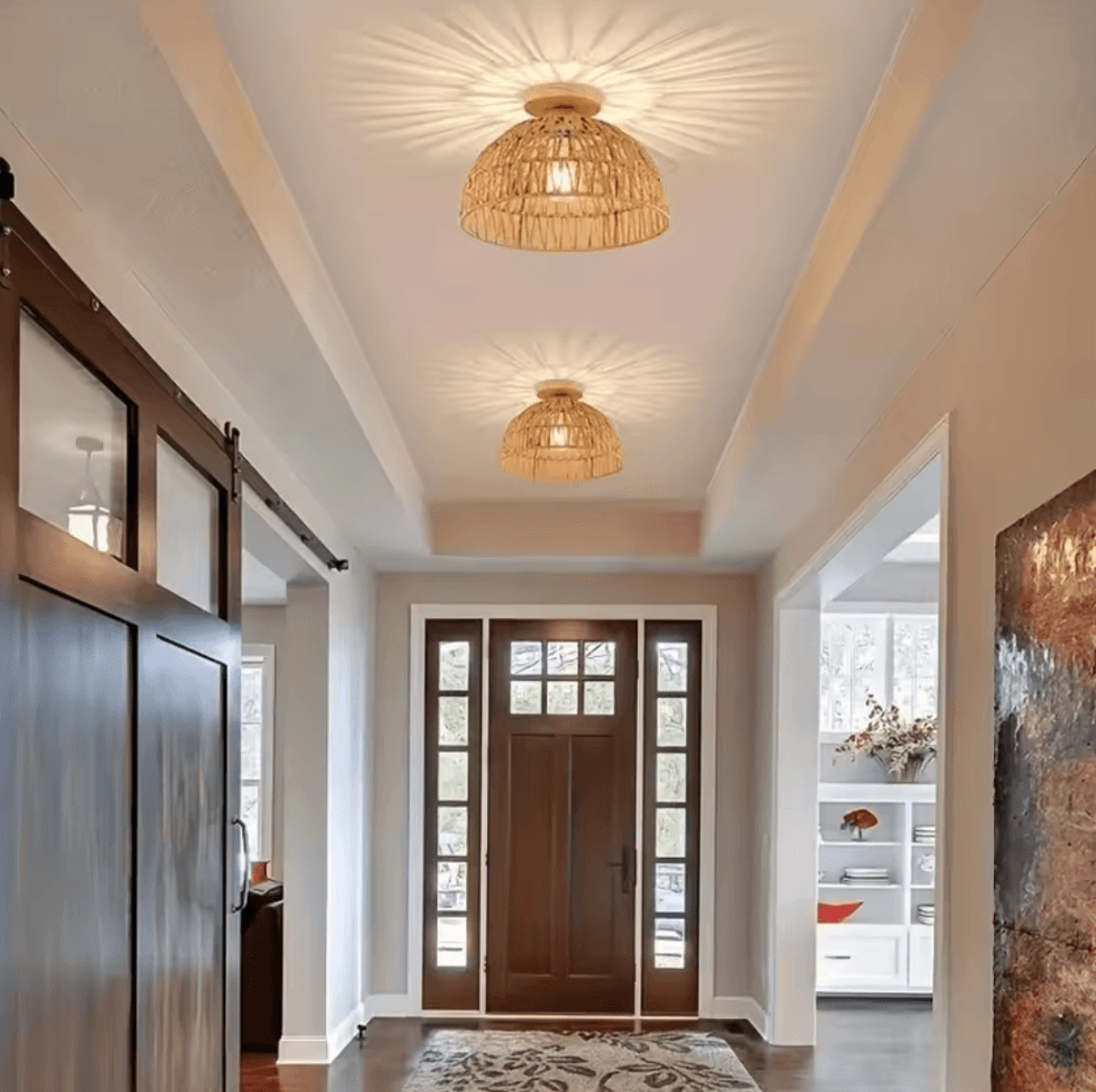 Handmade Natural Wicker Ceiling Lampshade 2330cm E27 Rustic Light Shade For Kitchen Island And Bedr 0