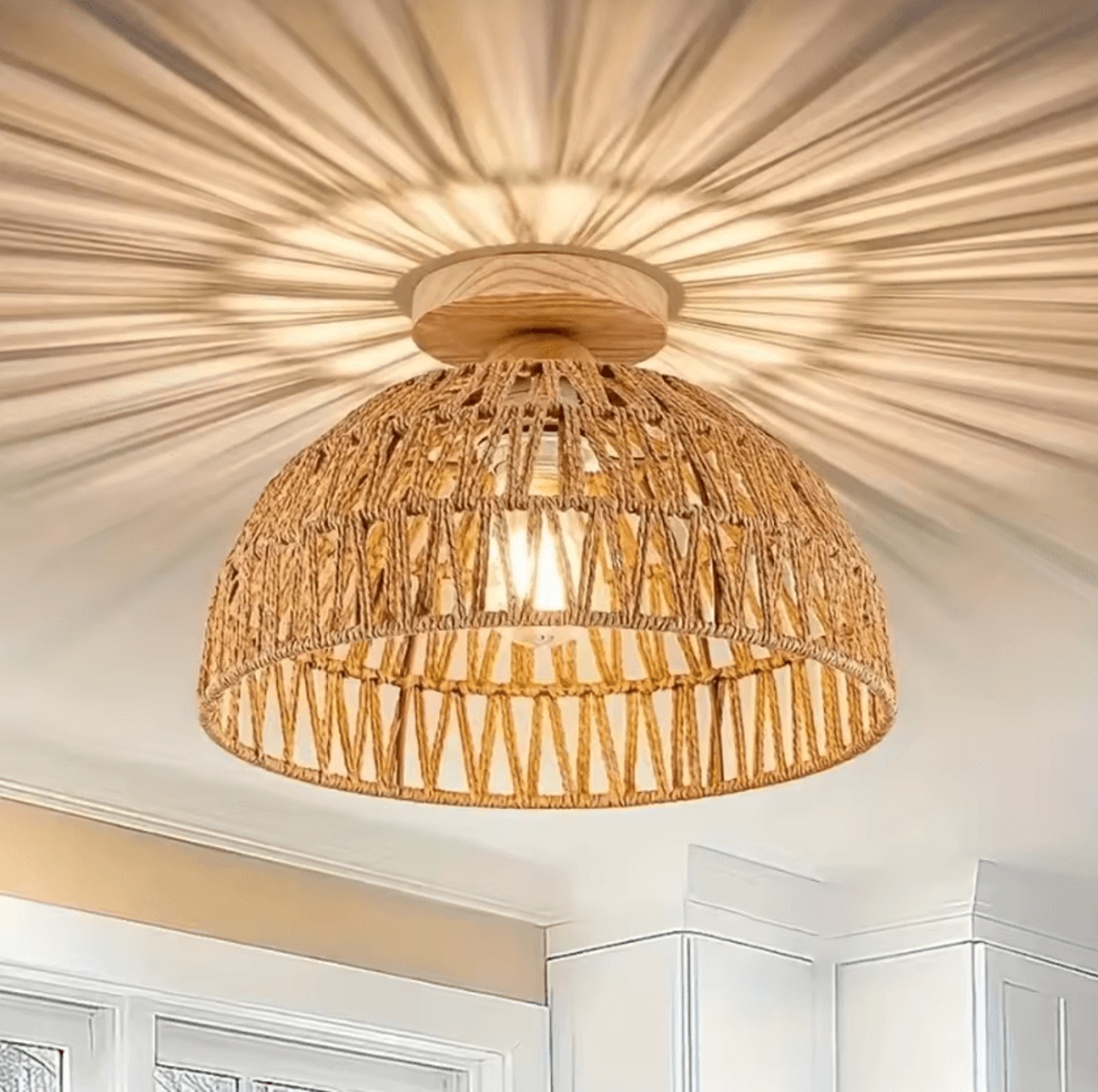 Handmade Natural Wicker Ceiling Lampshade 2330cm E27 Rustic Light Shade For Kitchen Island And Bedr 1