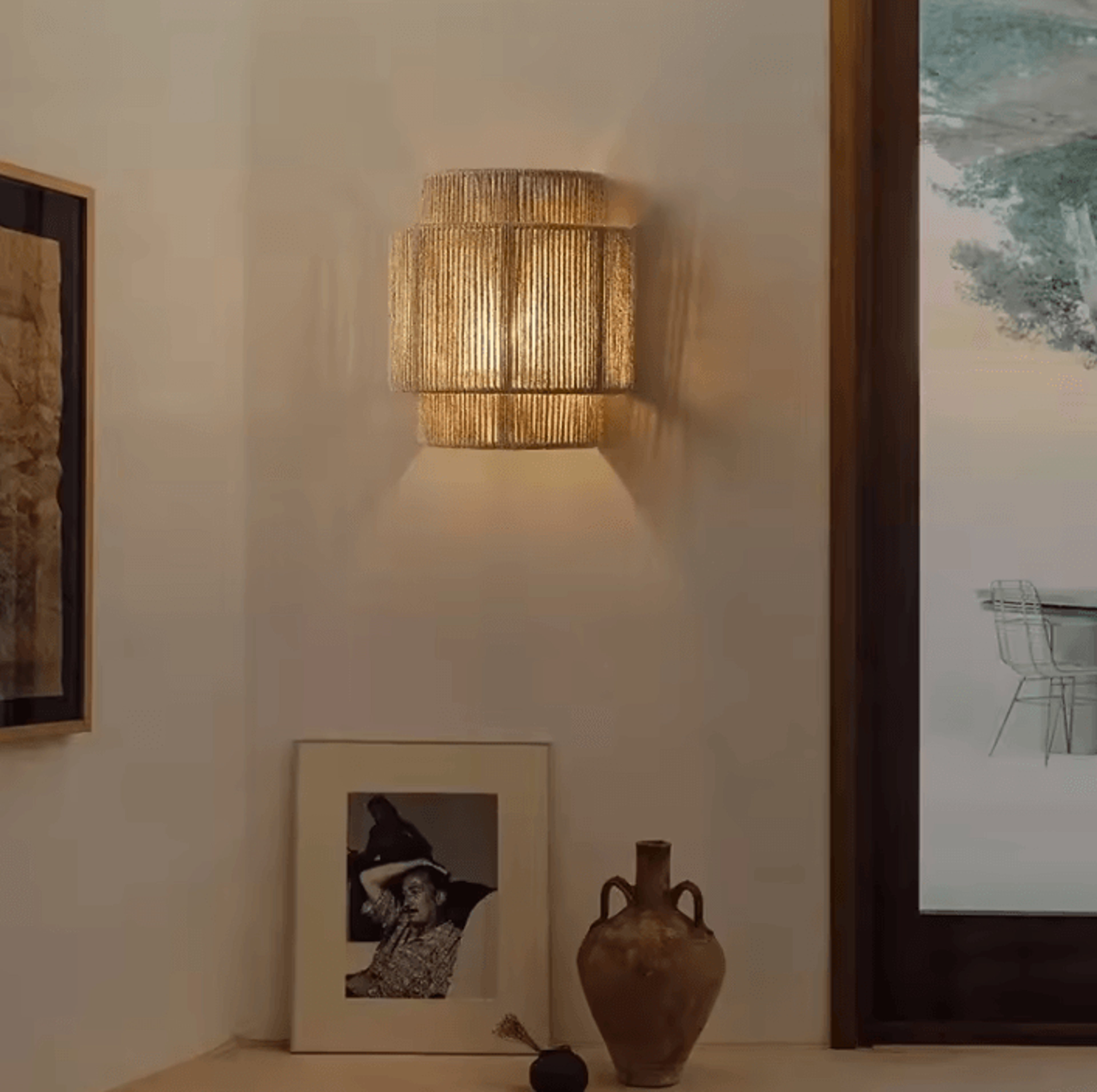 Japanese Bamboo Rattan Wall Sconce Vintage Hemp Rope LED Bedside Lamp For Bedroom And Living Room 1