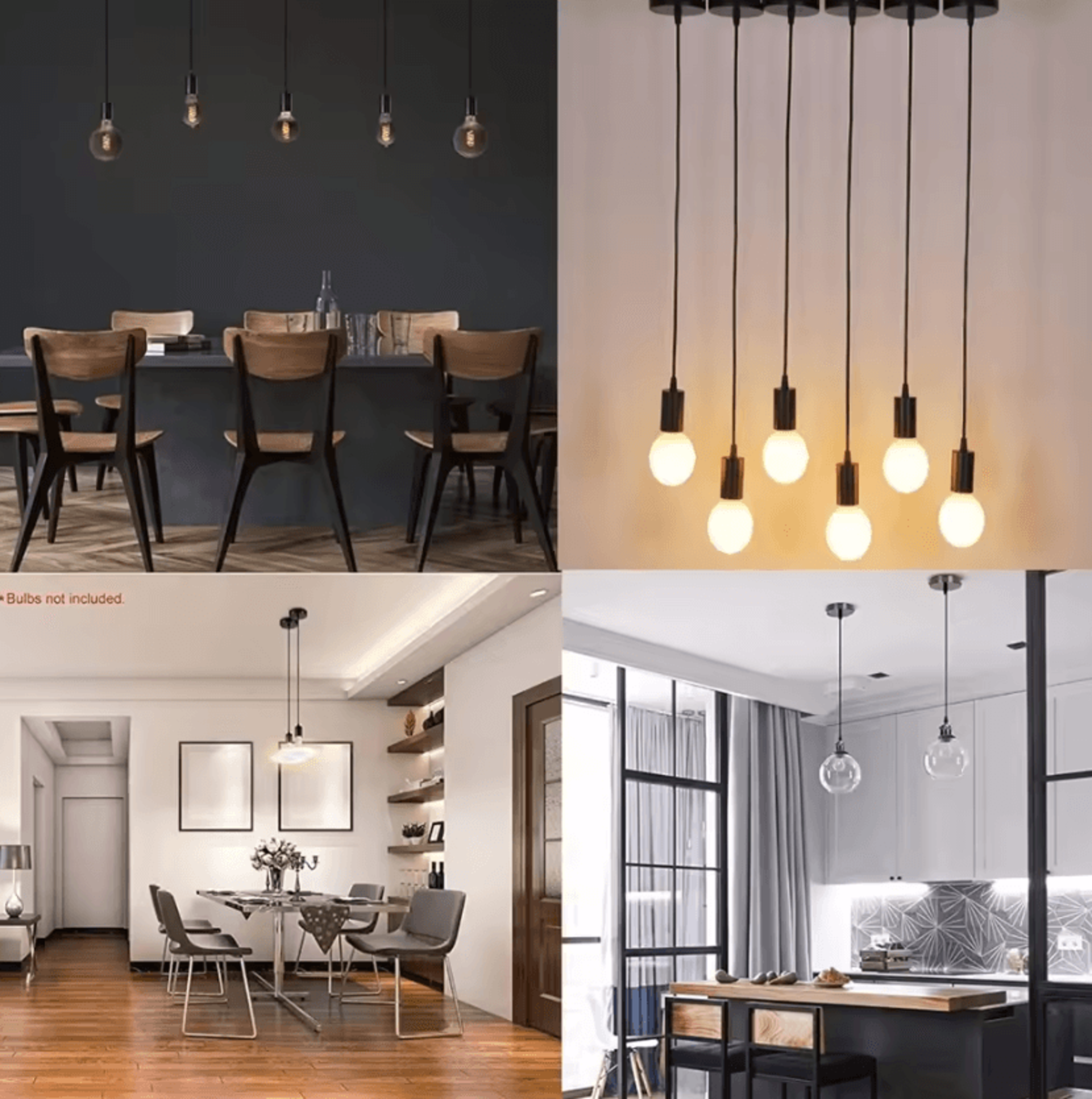 Industrial E27 Pendant Lamp Holder With Adjustable 50150CM Cable Black White Hanging Ceiling Light  2
