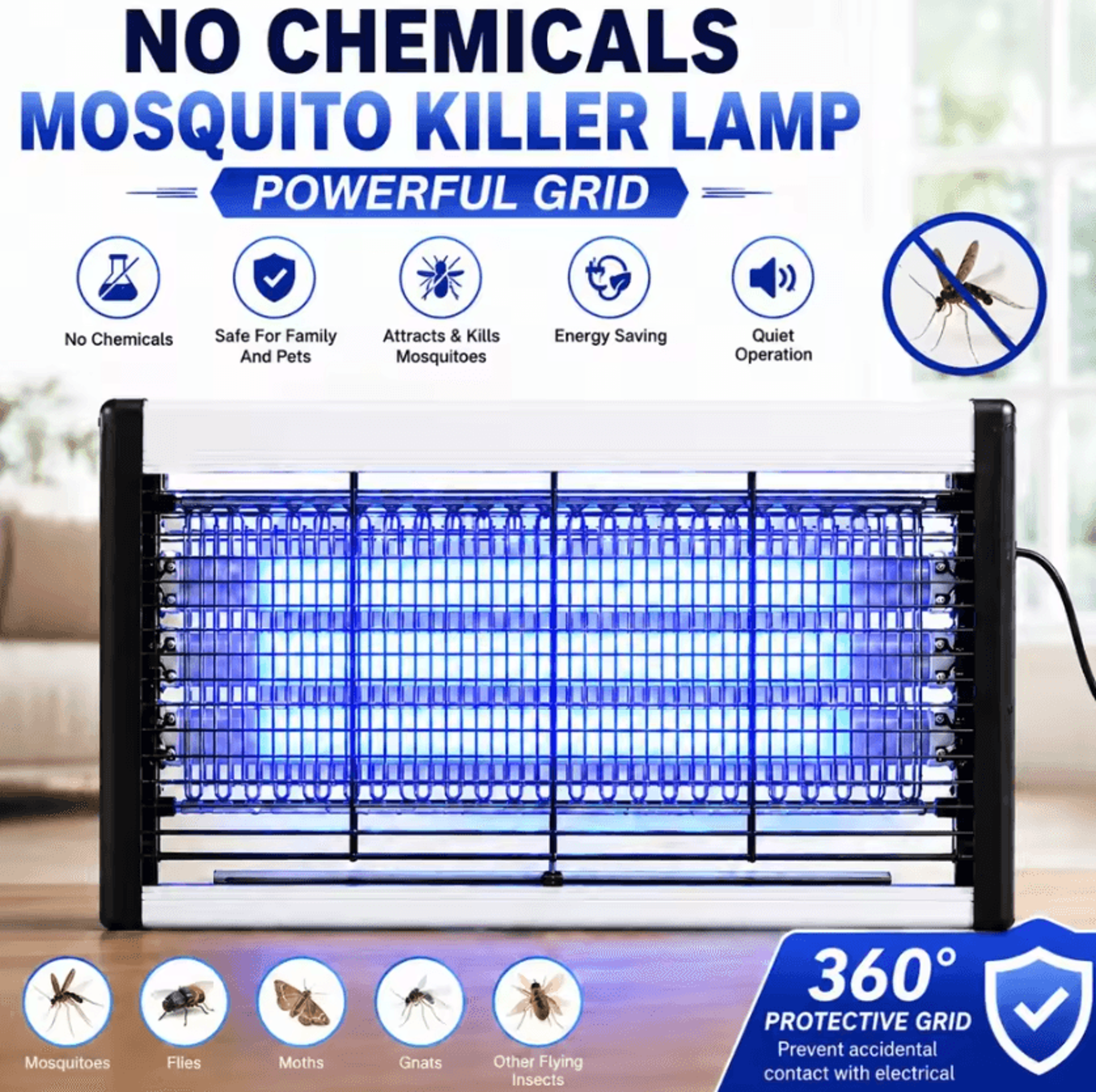 JOYINLED 3 Tube Electric Mosquito Killer Lamp LED Bug Zapper Insect Trap For Indoor Home Pest Contr 0