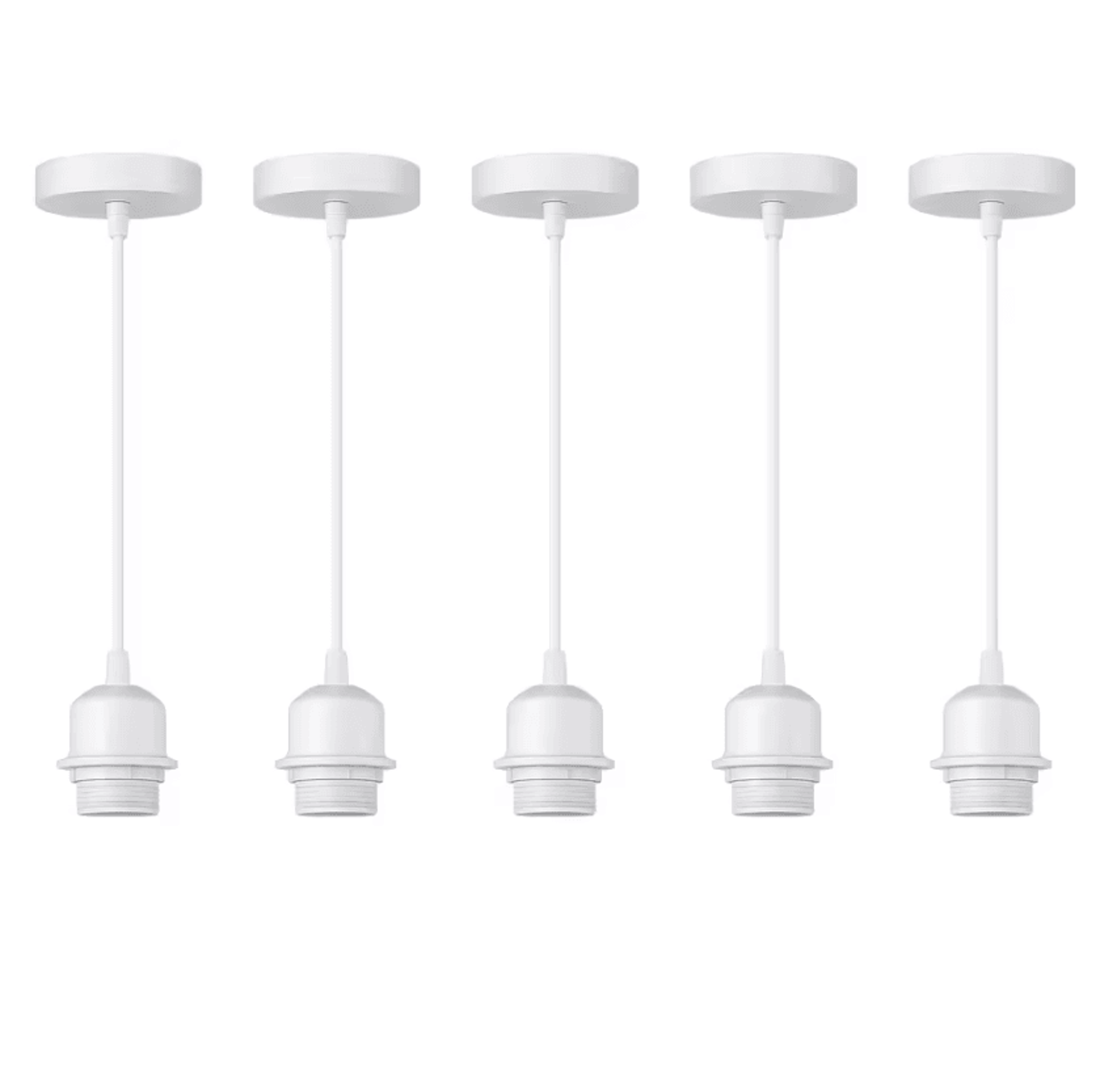 Modern Metal E27 Pendant Lamp Holder With 15M Braided Cable And Lock Ring Black White Gold Ceiling  8