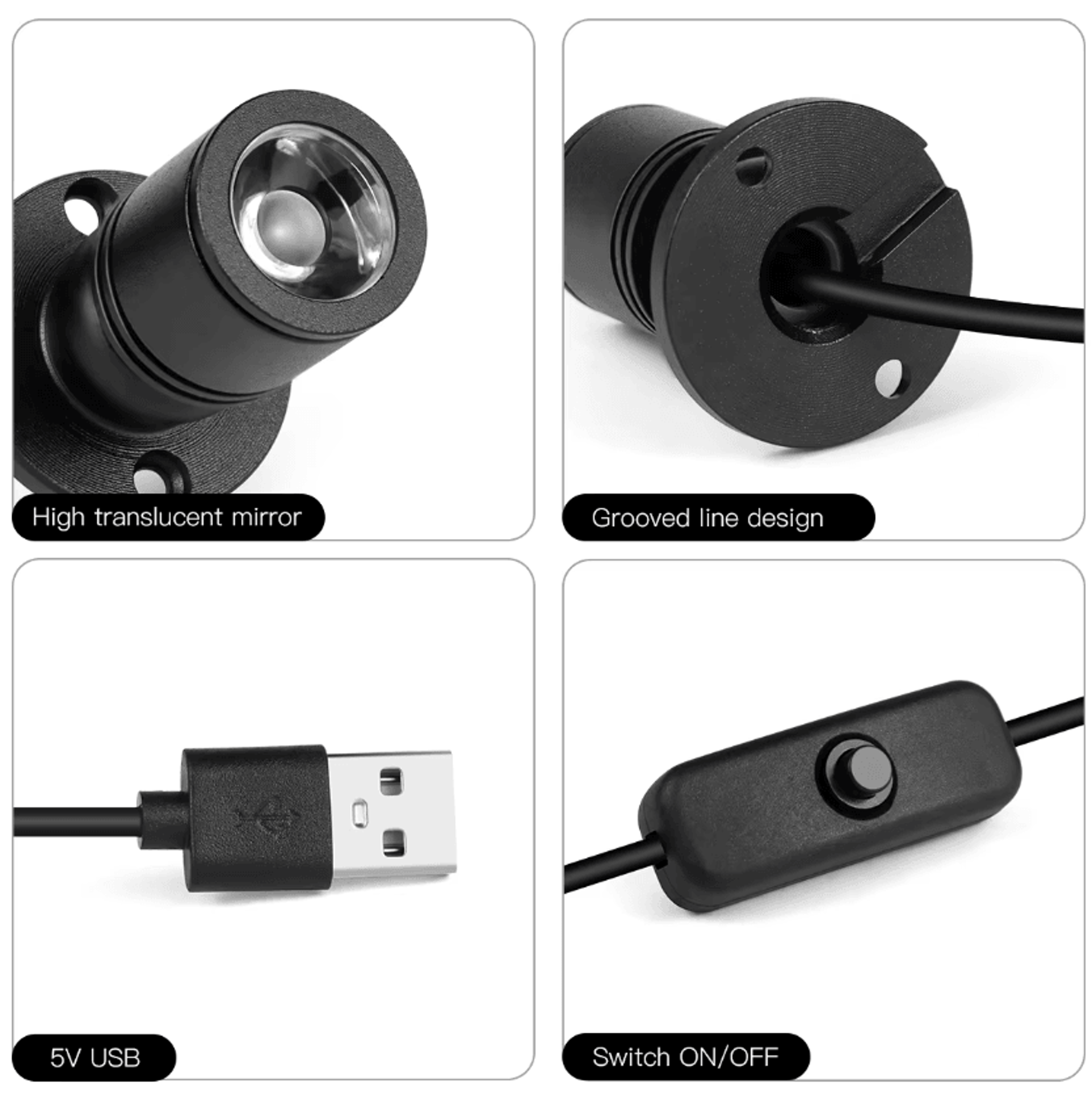 Mini Rotatable LED Spotlight 1W 5V USB Powered Ceiling Downlight 8 Colors For Display Cabinet And A 2