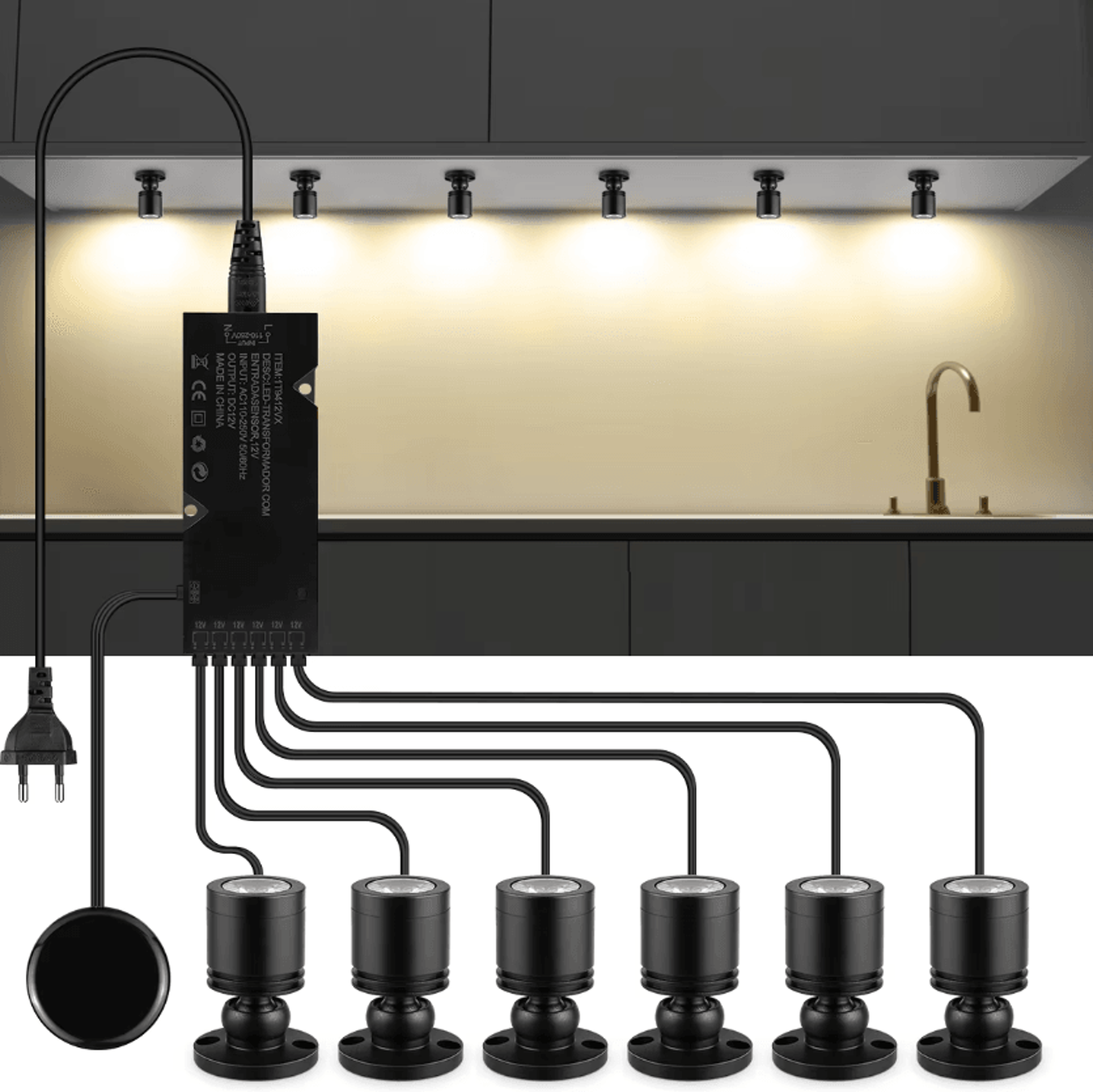 12V LED Cabinet Display Spotlight 3W Touch Dimmer Light With 20mm Wood Glass Sensing For Showcase L 0