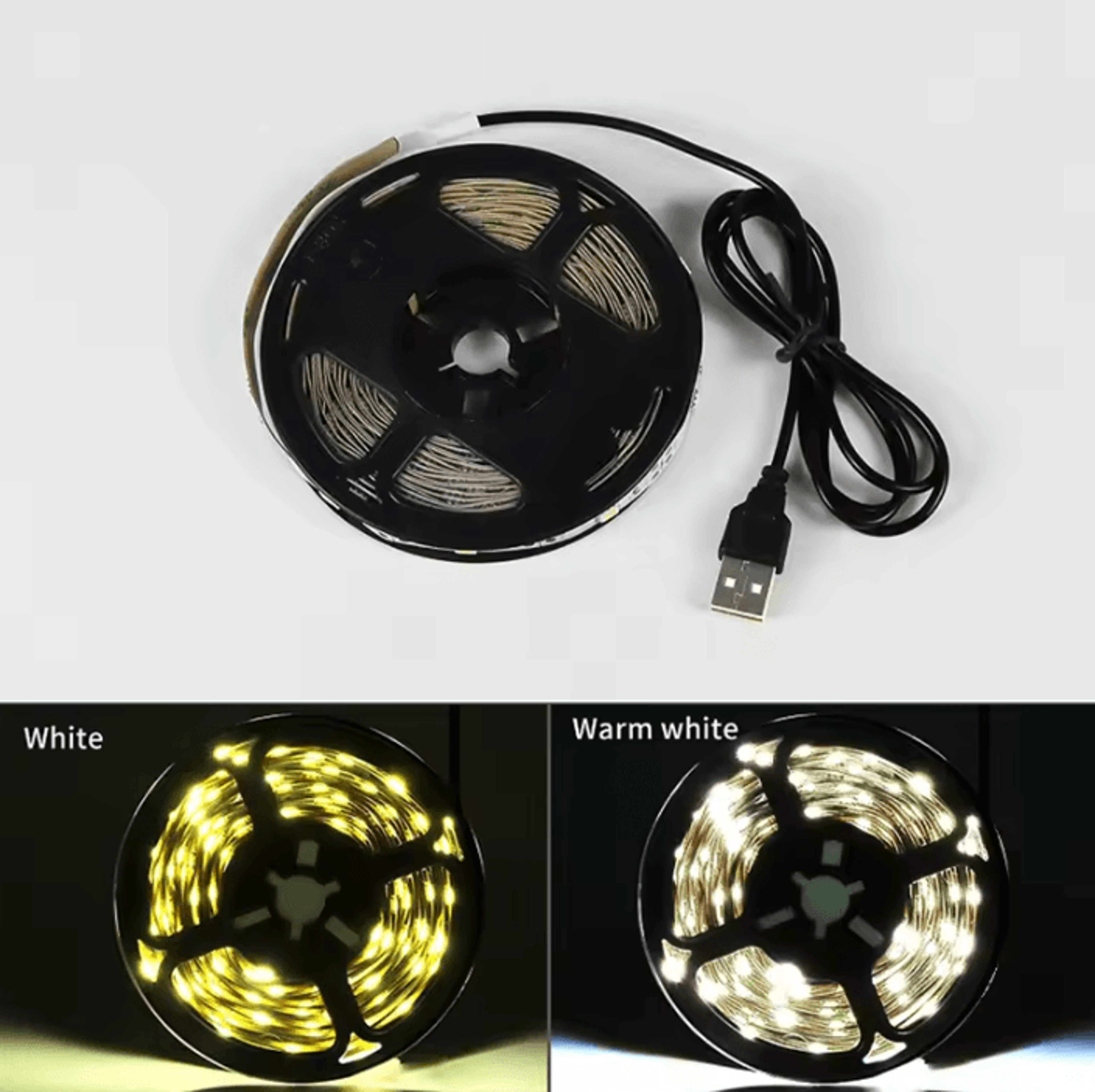 5V USB LED Strip Light SMD2835 Warm White Flexible Tape For TV Mirror Kitchen And Home Decoration 3