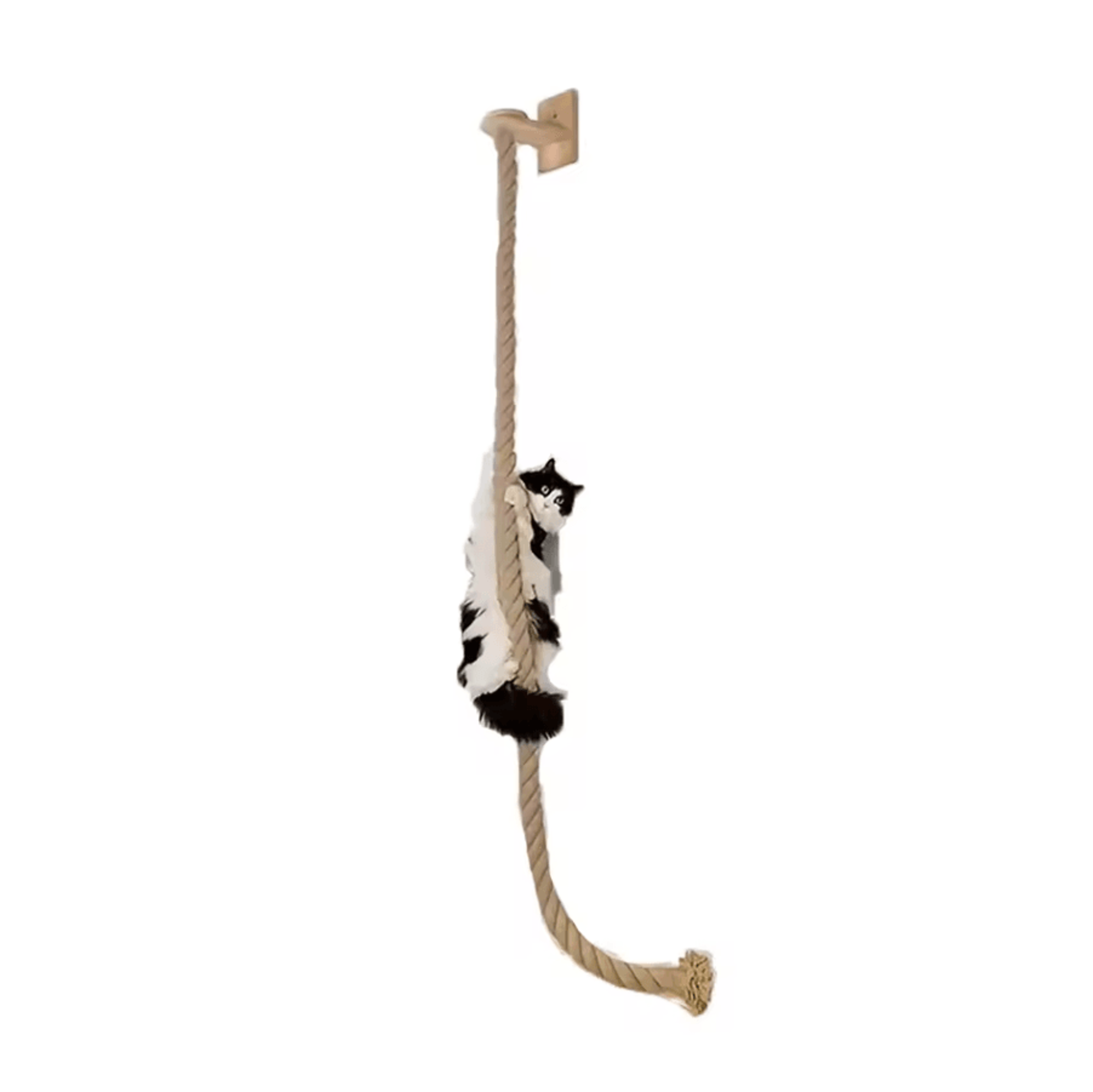 Wall Mounted Cat Climbing Rope With Wooden Steps And Sisal Scratcher For Indoor Cats 17