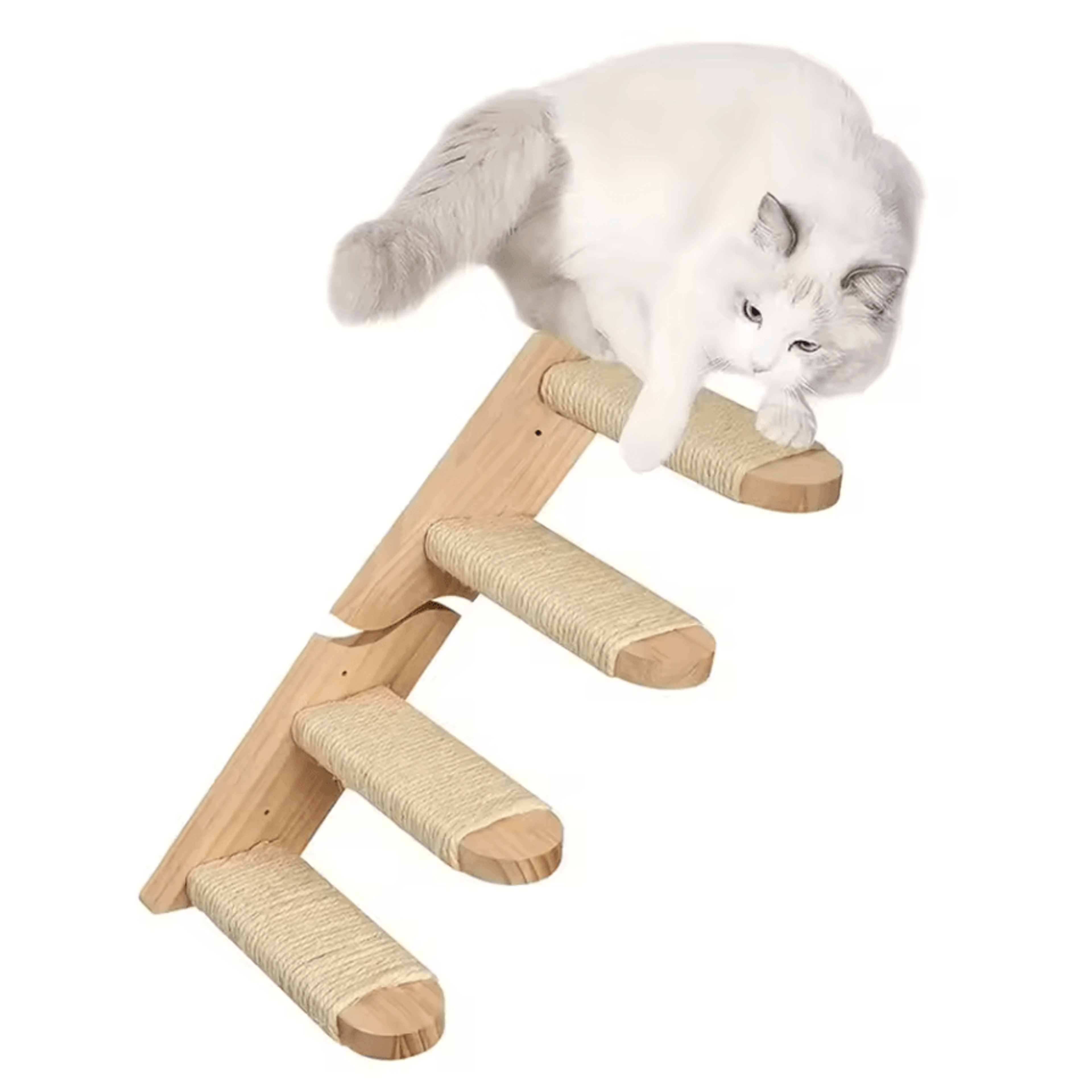 Wall Mounted Cat Shelves With Hammock Sisal Scratching Post And Climbing Ladder 6