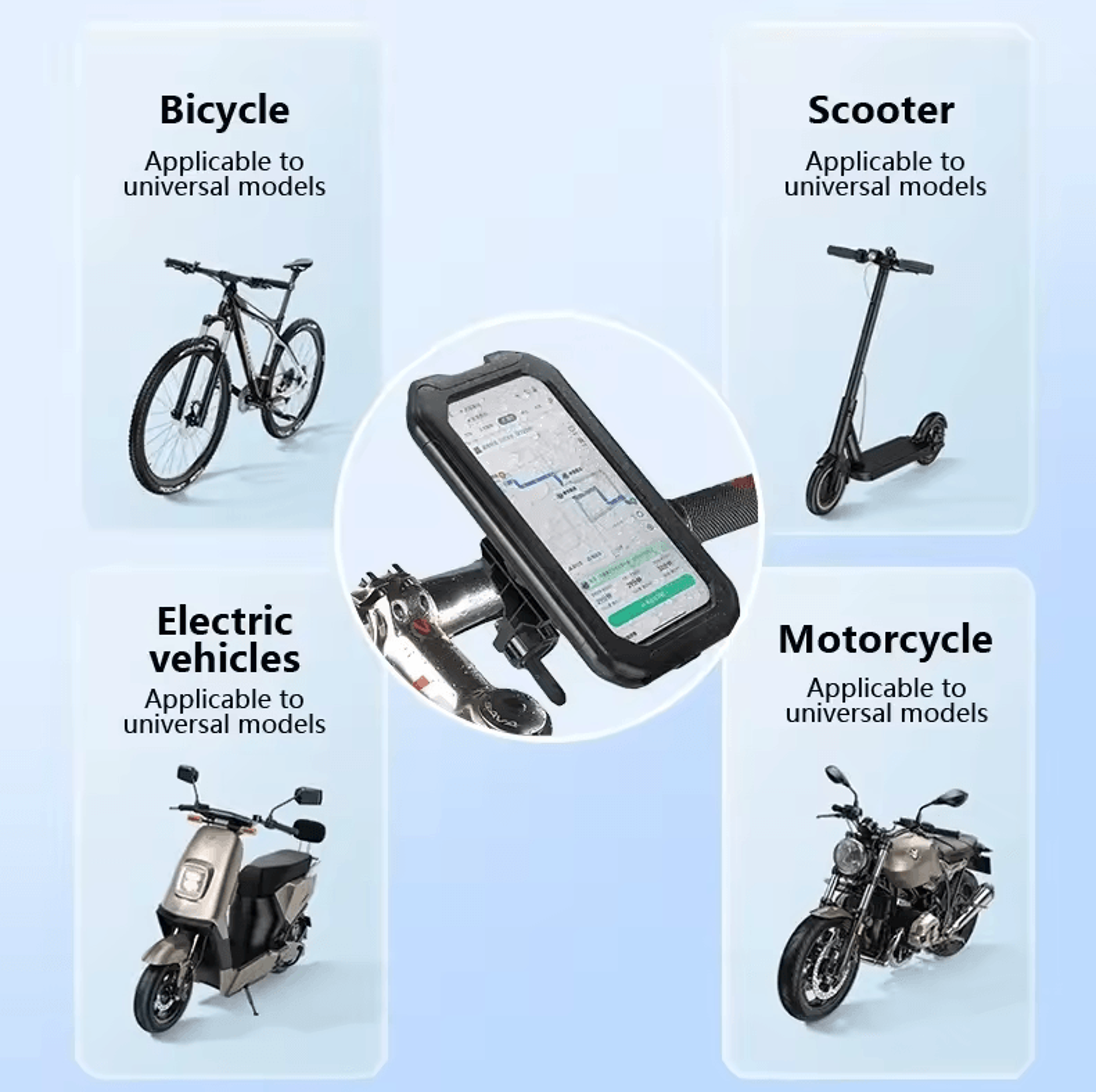 Waterproof Motorcycle  Bicycle Phone Holder 360 Rotating Adjustable GPS Mount 4