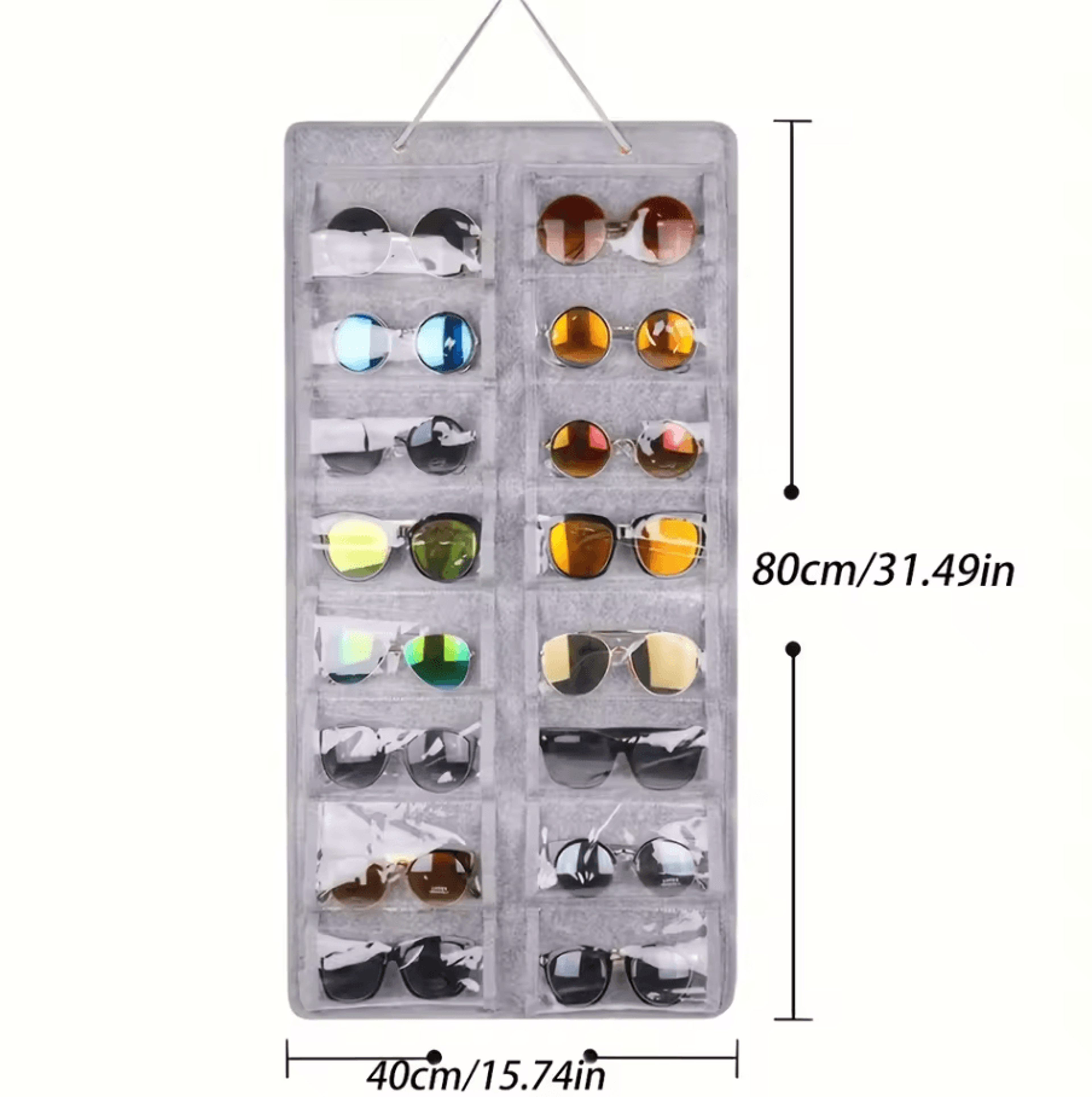 Wall Mounted Glasses Organizer With 16 Felt Slots DustProof Eyewear Storage Rack 4